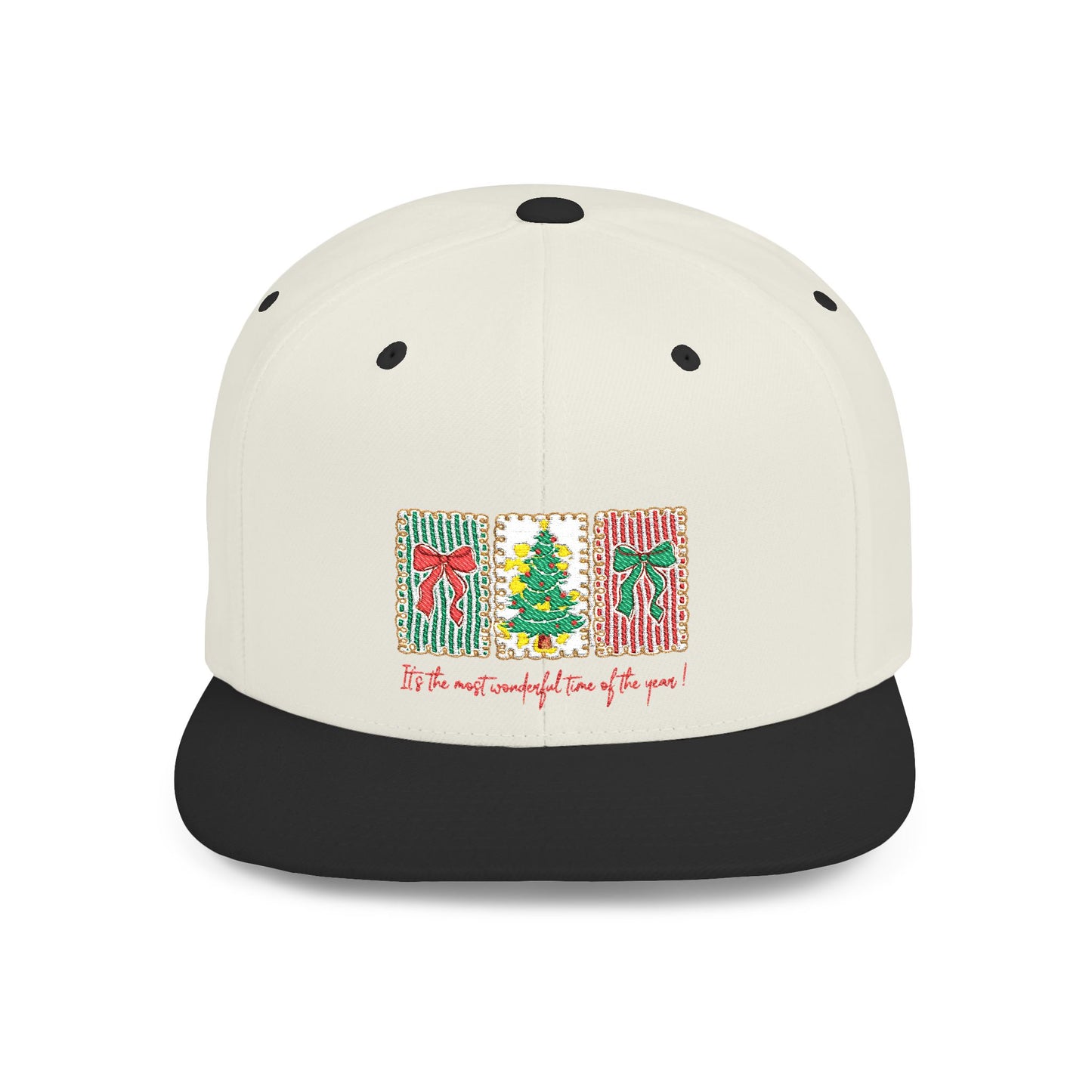 Festive Christmas Tree & Bow Design | It’s the Most Wonderful Time of the Year – Holiday Shirt, Mug, Tote & Home Decor Snapback Cap