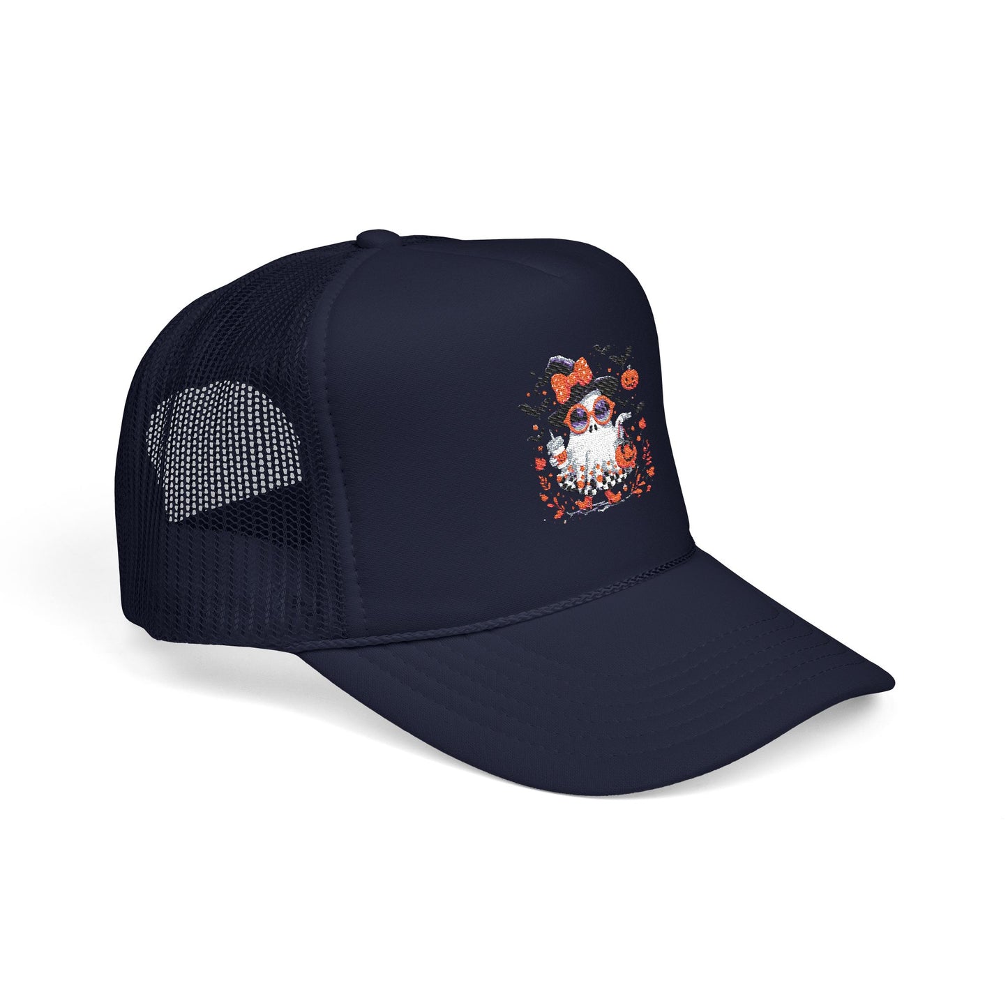 Cute Halloween Ghost  | Trendy Witch Ghost Outfit | Spooky Fall Shirt for Women | Pumpkin Aesthetic Halloween Apparel Gift Trucker Hat Embroidered