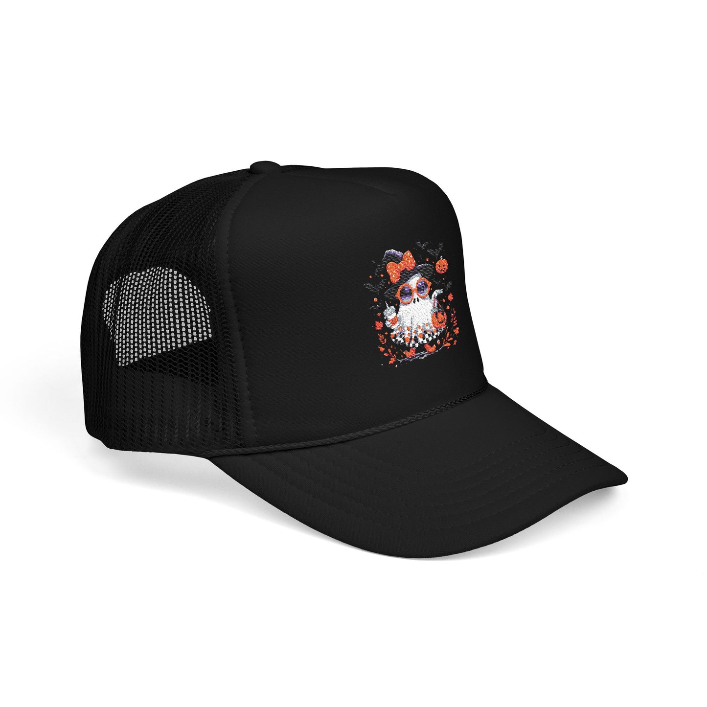 Cute Halloween Ghost  | Trendy Witch Ghost Outfit | Spooky Fall Shirt for Women | Pumpkin Aesthetic Halloween Apparel Gift Trucker Hat Embroidered