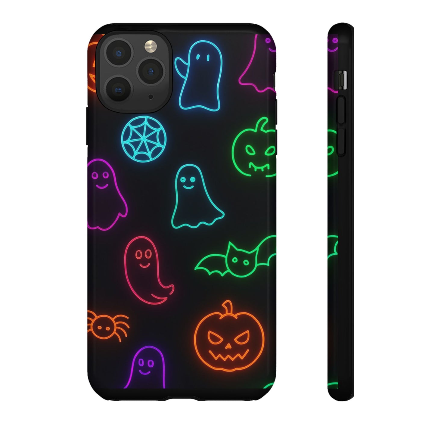 Neon Halloween Pattern | Cute Ghosts, Pumpkins & Bats Glow Design Phone Cases