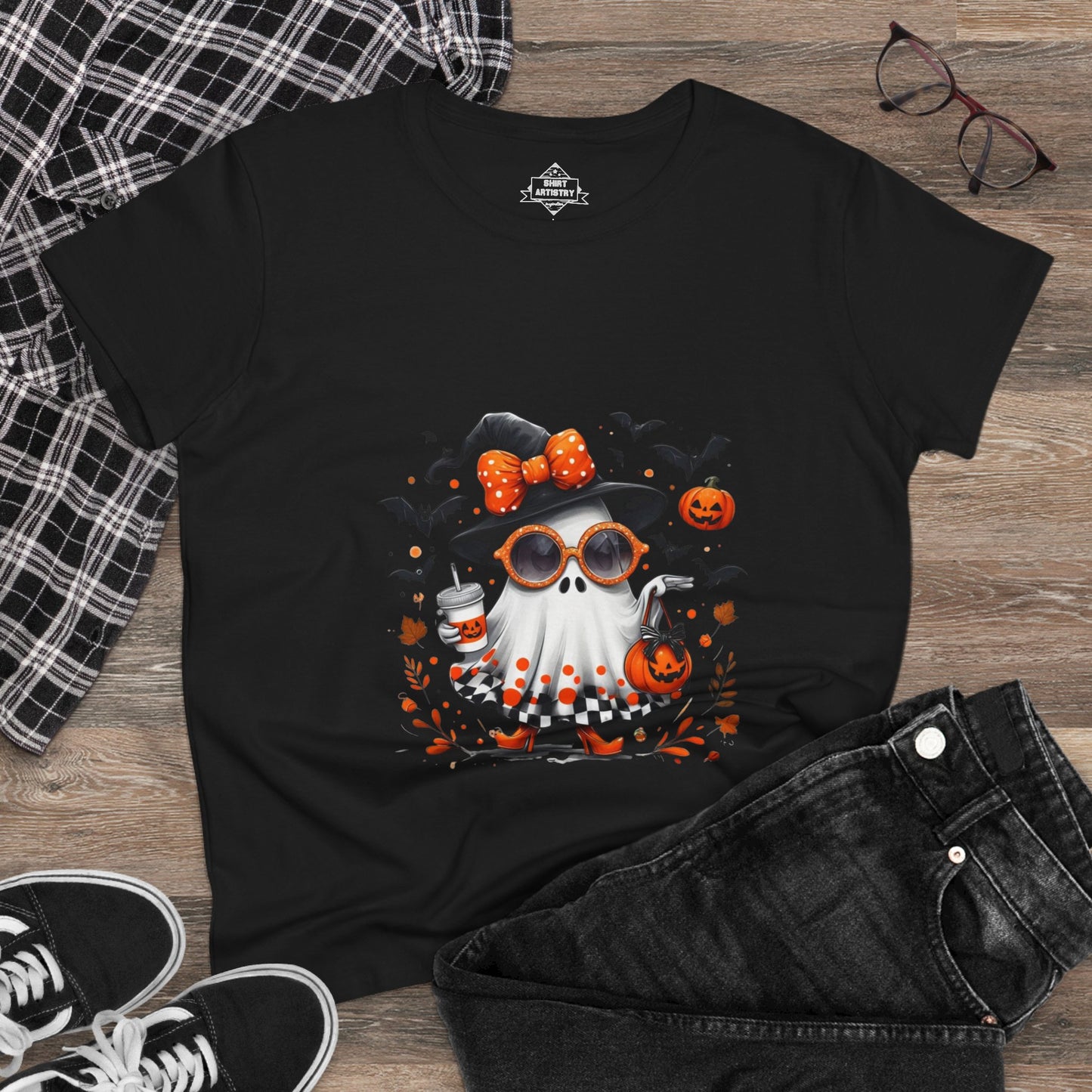 Trendy Halloween Ghost Tumbler Design | Cute Witch Ghost PNG | Spooky Season Sublimation Design for Shirts, Mugs & Decor