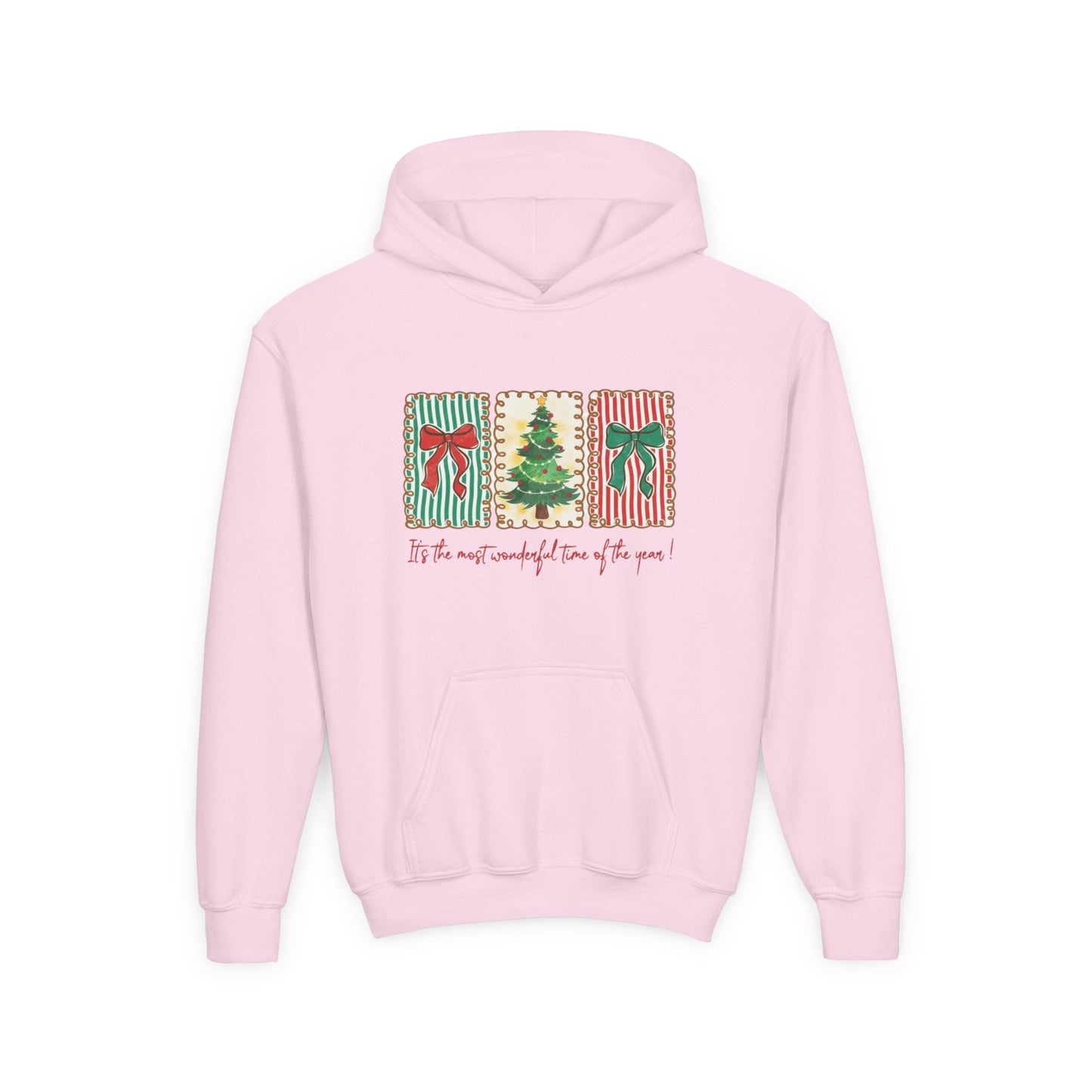 Festive Christmas Tree & Bow Design | It’s the Most Wonderful Time of the Year – Holiday Shirt, Mug, Tote & Home Decor Kids Hoodie