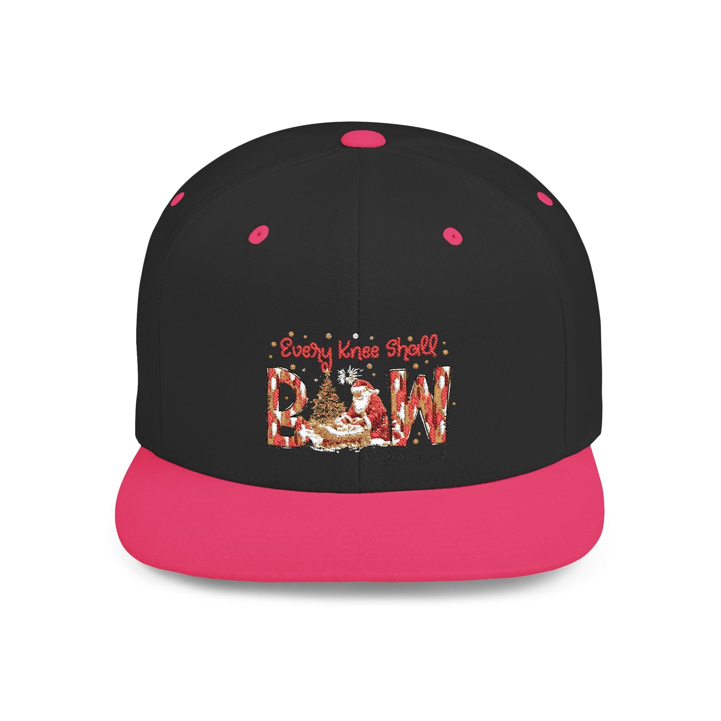 Every Knee Shall Bow Philippians 2:10 | Christian Christmas Design with Santa & Baby Jesus | Faith-Based Holiday Gift Snapback Cap