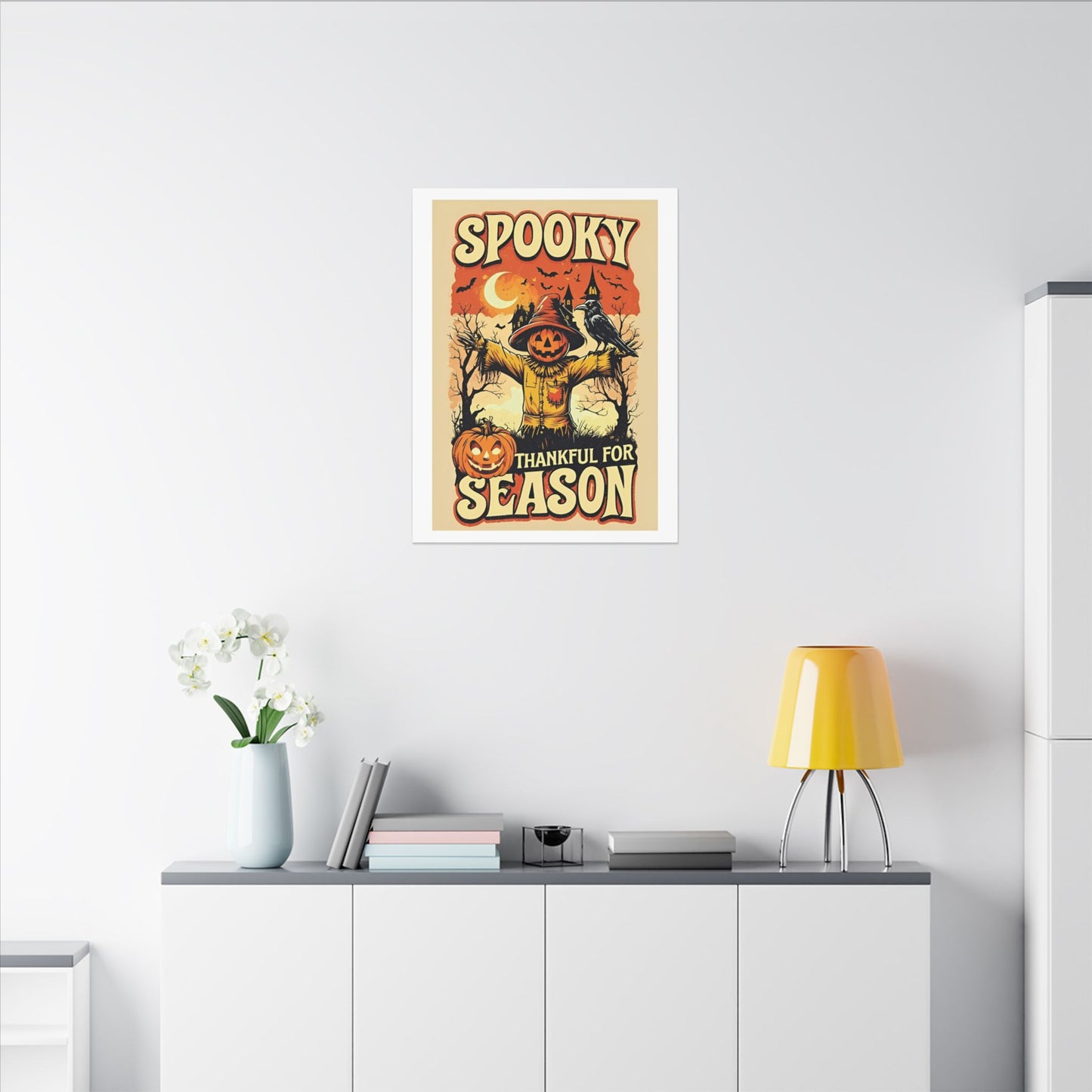 Spooky Thankful for the Season Halloween Scarecrow Vintage Design Canvas Print