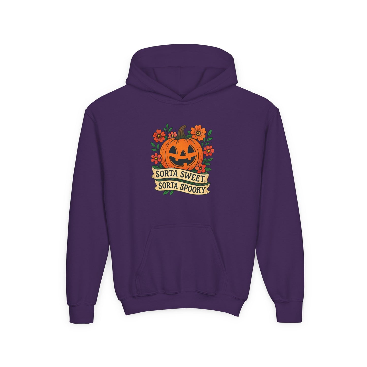 Cute Pumpkin Design – Sorta Sweet, Sorta Spooky Halloween Artwork Kids Hoodies