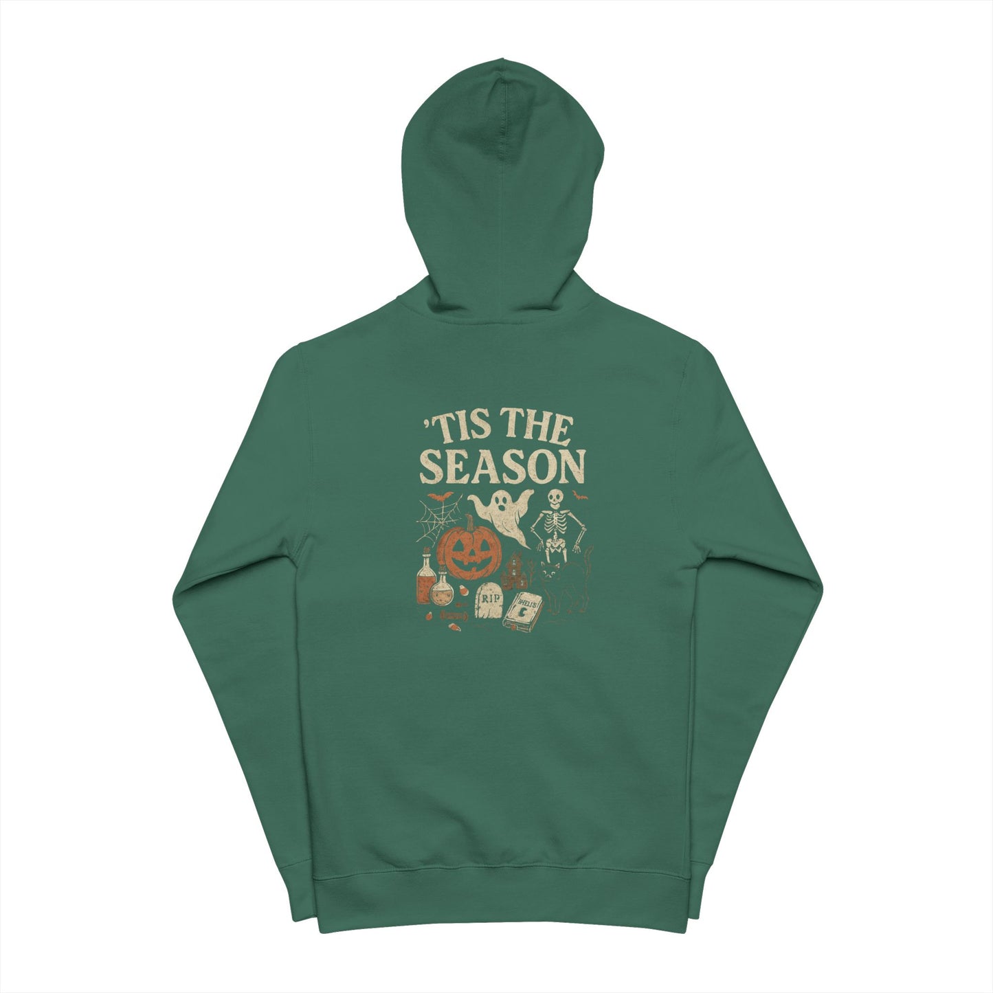 ‘Tis the Season Halloween T‑Shirt | Vintage Spooky Season Shirt with Ghost, Skeleton & Pumpkin | Retro Halloween Graphic Tee for Fall