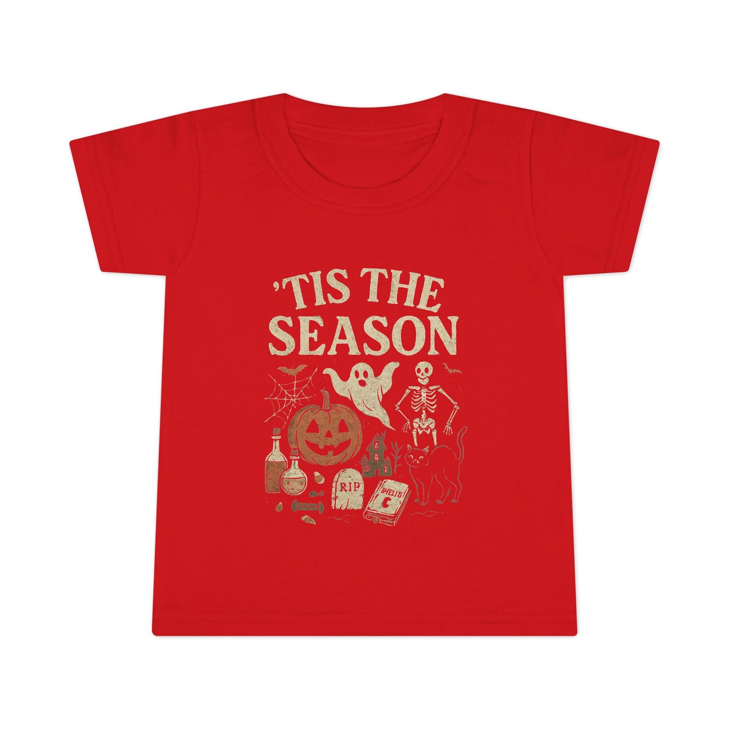‘Tis the Season Halloween T‑Shirt | Vintage Spooky Season Shirt with Ghost, Skeleton & Pumpkin | Retro Halloween Graphic Tee for Fall Toddler T-Shirt