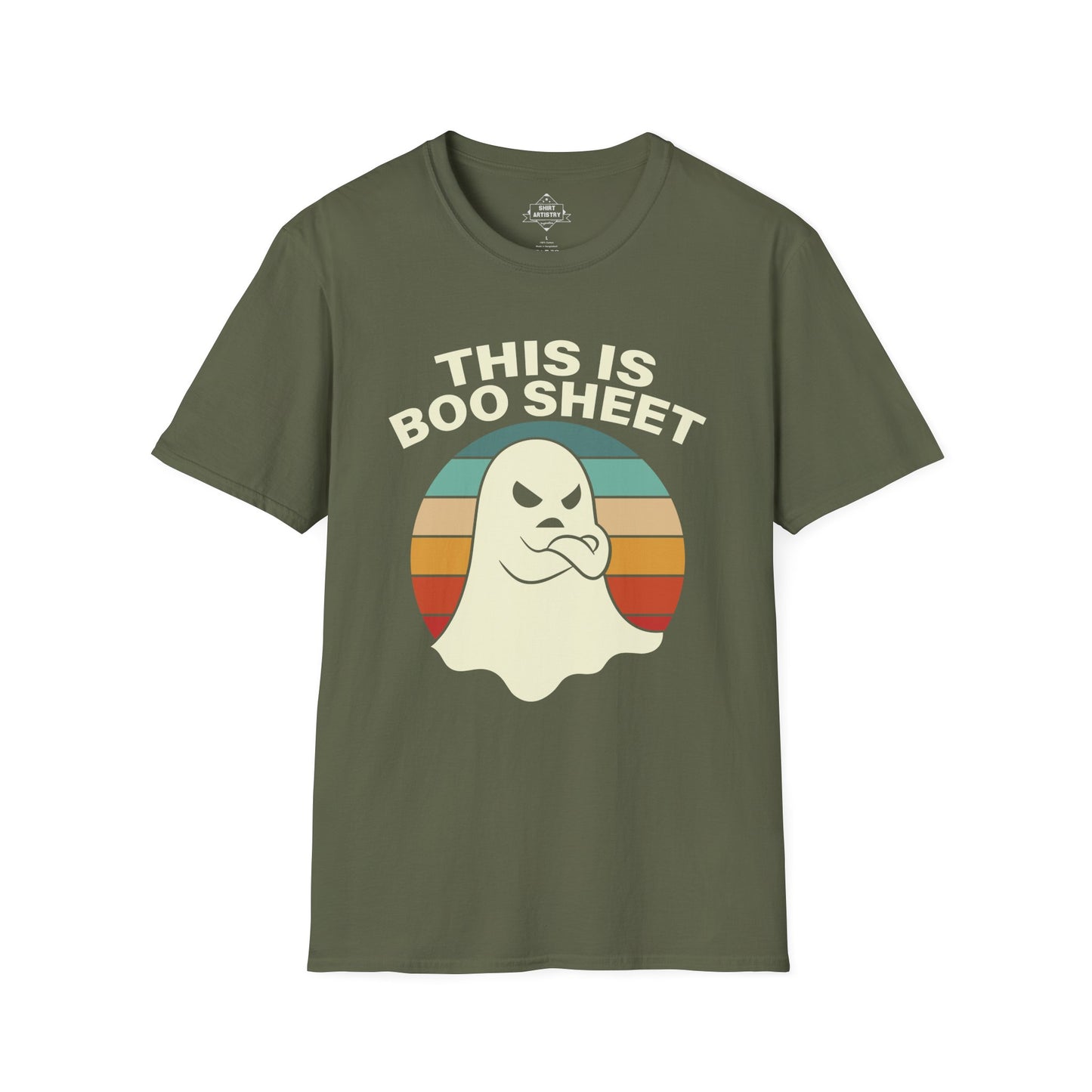 This Is Boo Sheet Funny Halloween T‑Shirt | Sarcastic Ghost Shirt for Spooky Season | Retro Ghost Graphic Tee for Men & Women