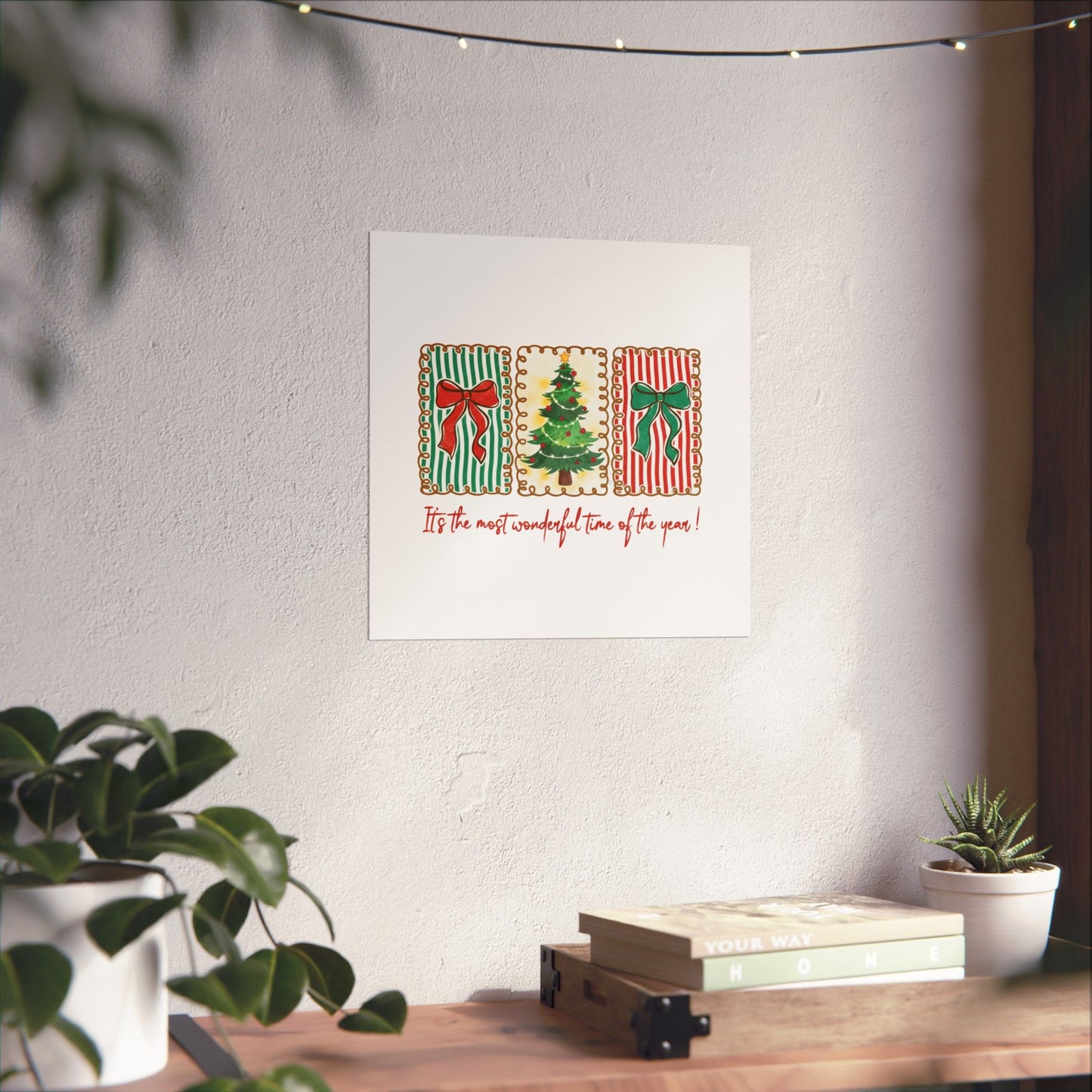 Festive Christmas Tree & Bow Design | It’s the Most Wonderful Time of the Year – Holiday Shirt, Mug, Tote & Home Decor Poster