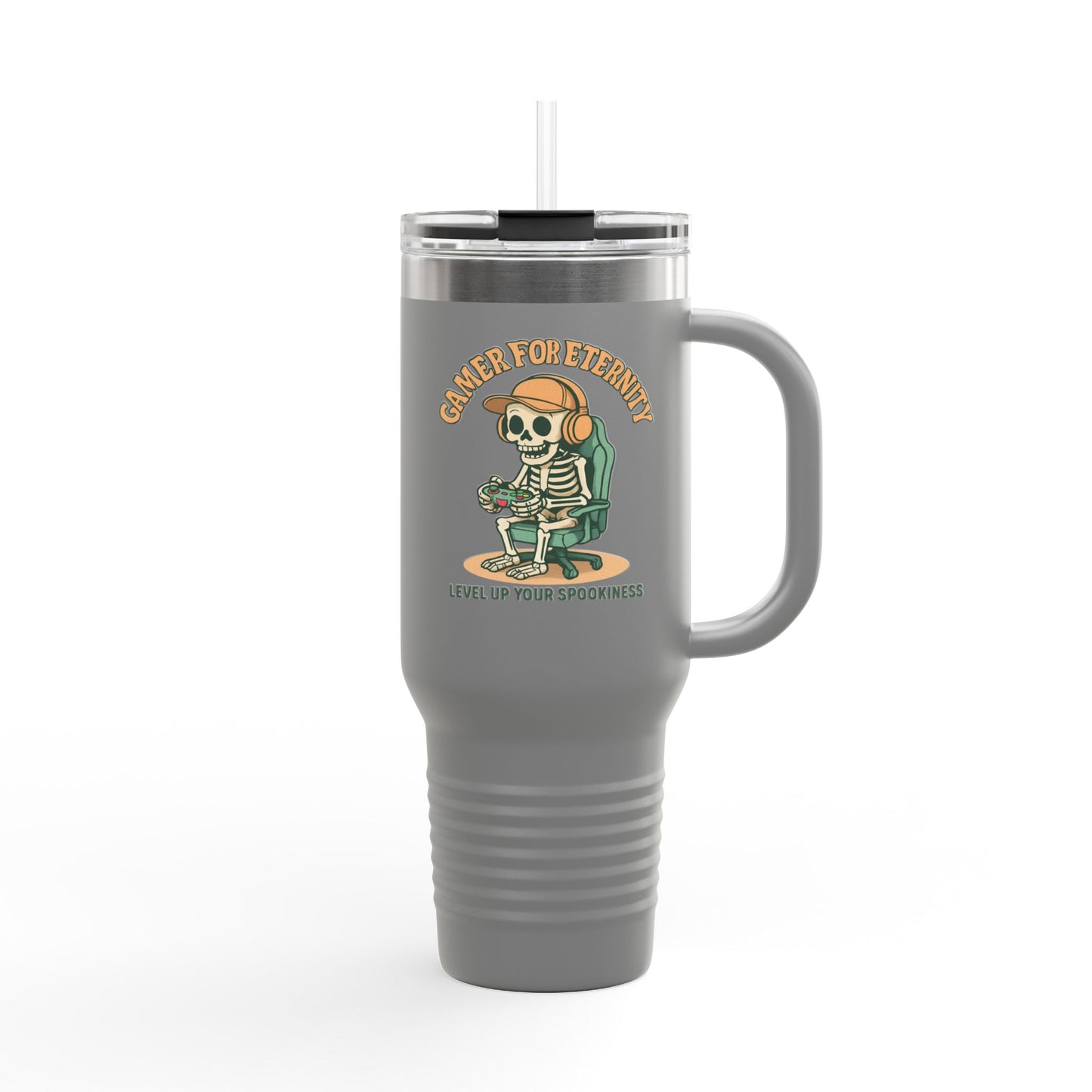 Insulated Travel Mug, Halloween Skeleton Design, 40oz, Perfect for On-the-Go, Party Beverage Container, Spooky Vibes, Travel Mug