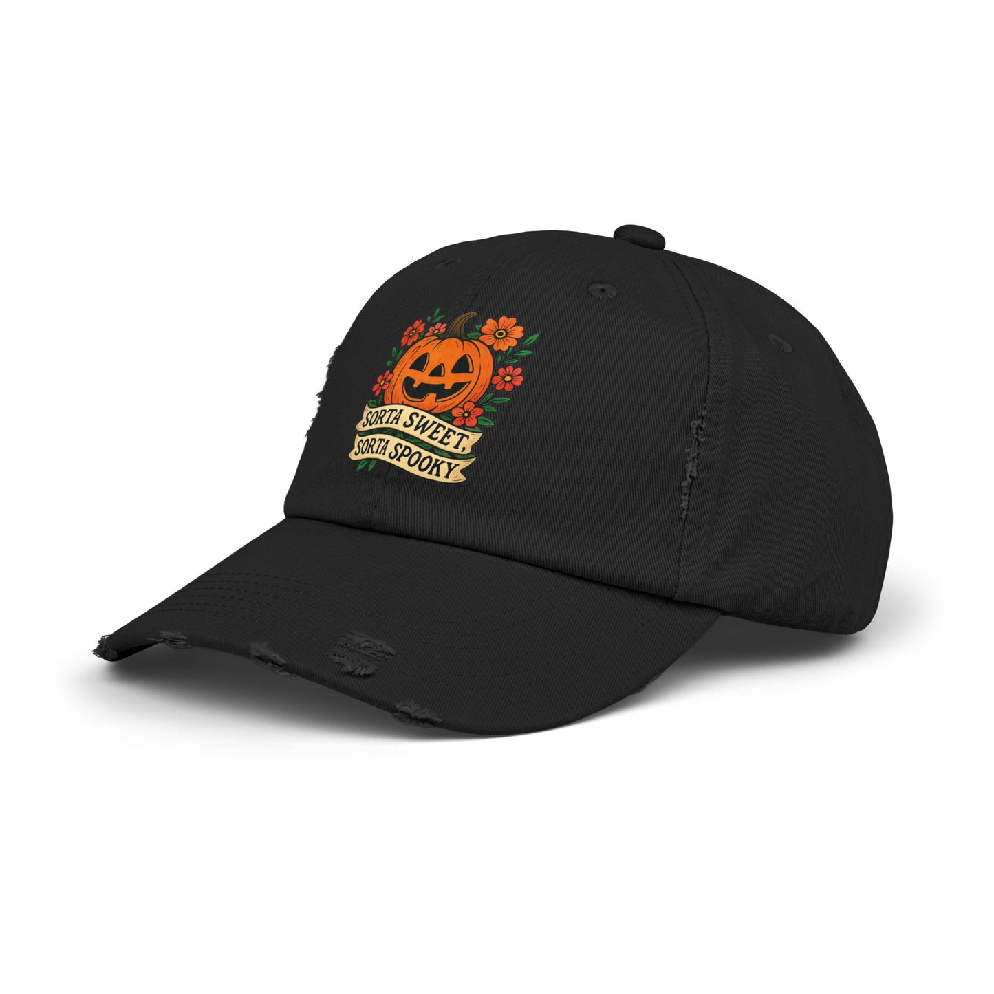 Cute Pumpkin Design – Sorta Sweet, Sorta Spooky Halloween Artwork Distressed cap