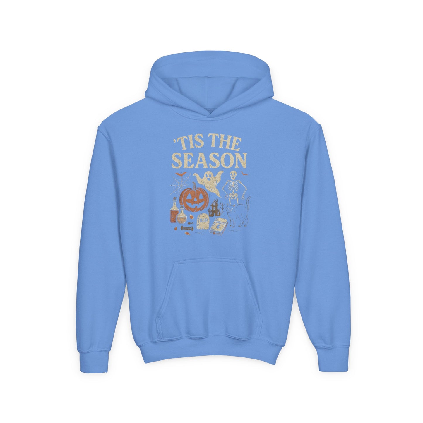 ‘Tis the Season Halloween  | Vintage Spooky Season Shirt with Ghost, Skeleton & Pumpkin | Retro Halloween Graphic Tee for Fall Kids Hoodie