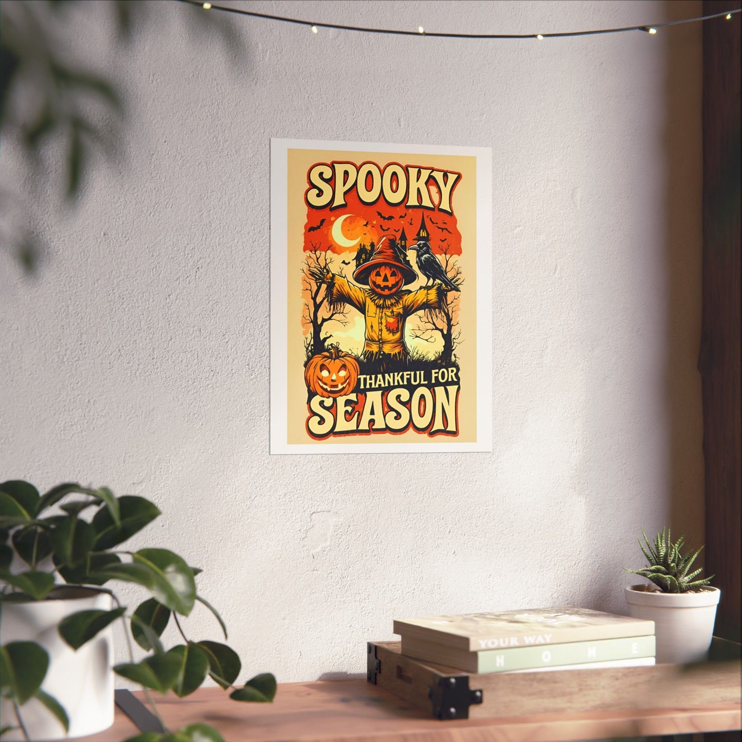 Spooky Thankful for the Season Halloween Scarecrow Vintage Design Poster