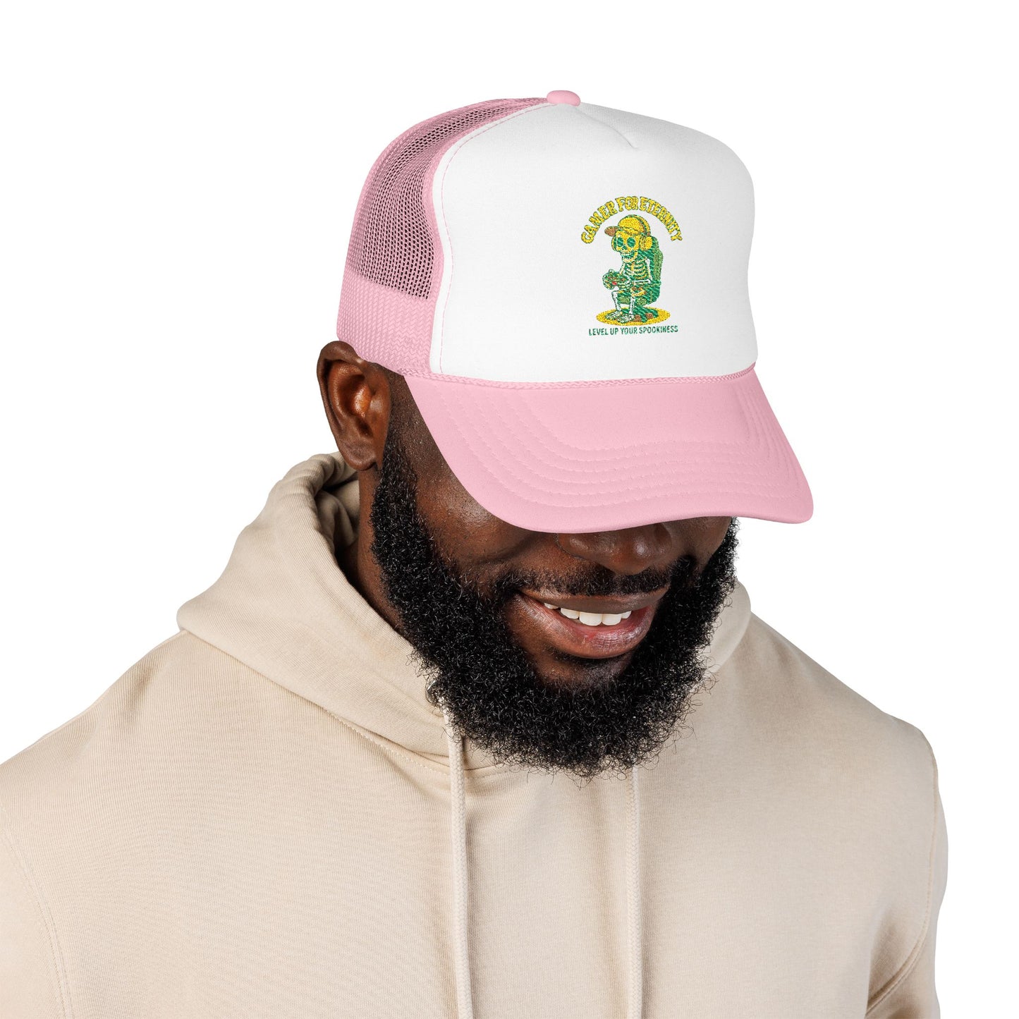 Embroidered Foam Trucker Hat - Cute Cartoon Design for Outdoor Fun, Fashion Accessories, Gift for Her, Unique Summer Style,  Adjustable Cap, Trucker Hat Embroidered