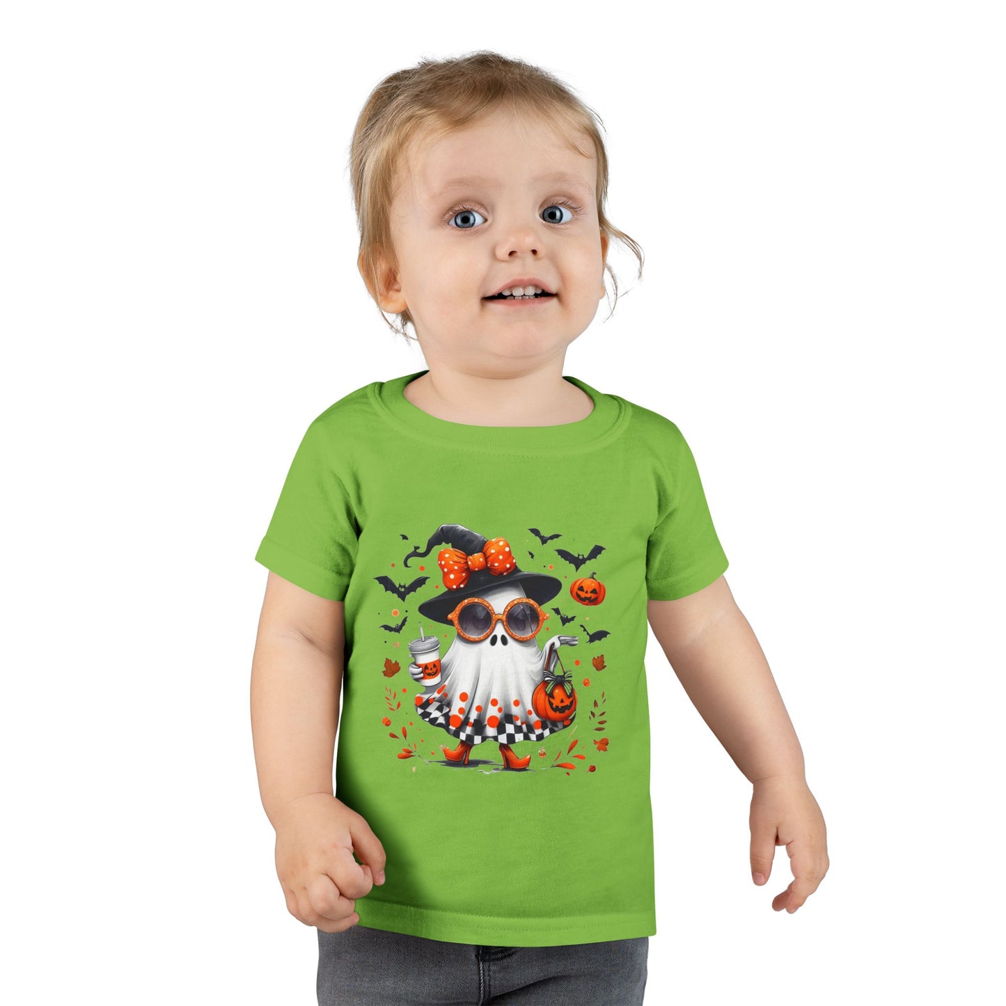 Cute Halloween Ghost T-Shirt | Trendy Witch Ghost Outfit | Spooky Fall Shirt for Women | Pumpkin Aesthetic Halloween Apparel Gift Toddler T-Shirt
