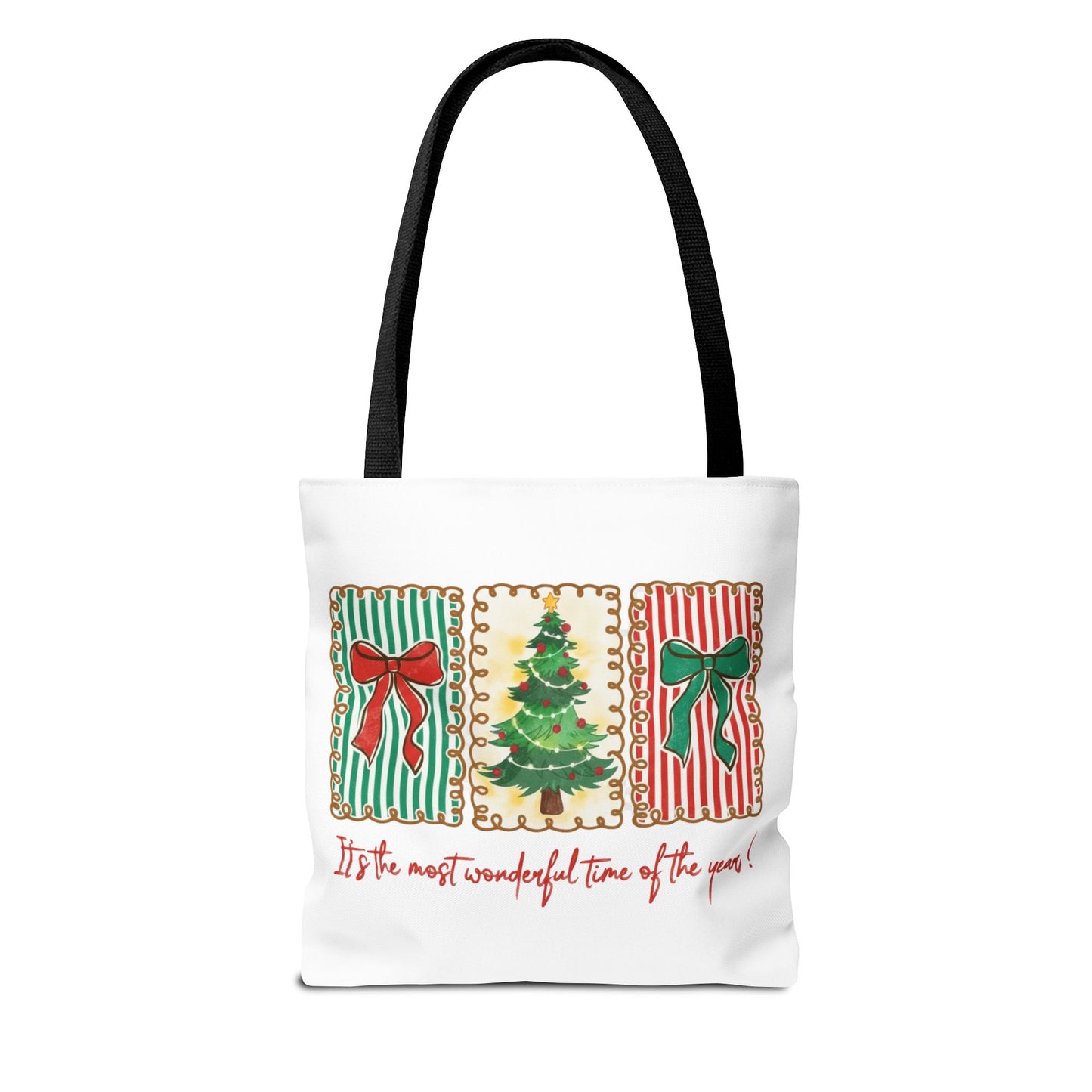 Festive Christmas Tree & Bow Design | It’s the Most Wonderful Time of the Year – Holiday Shirt, Mug, Tote & Home Decor Tote Bags