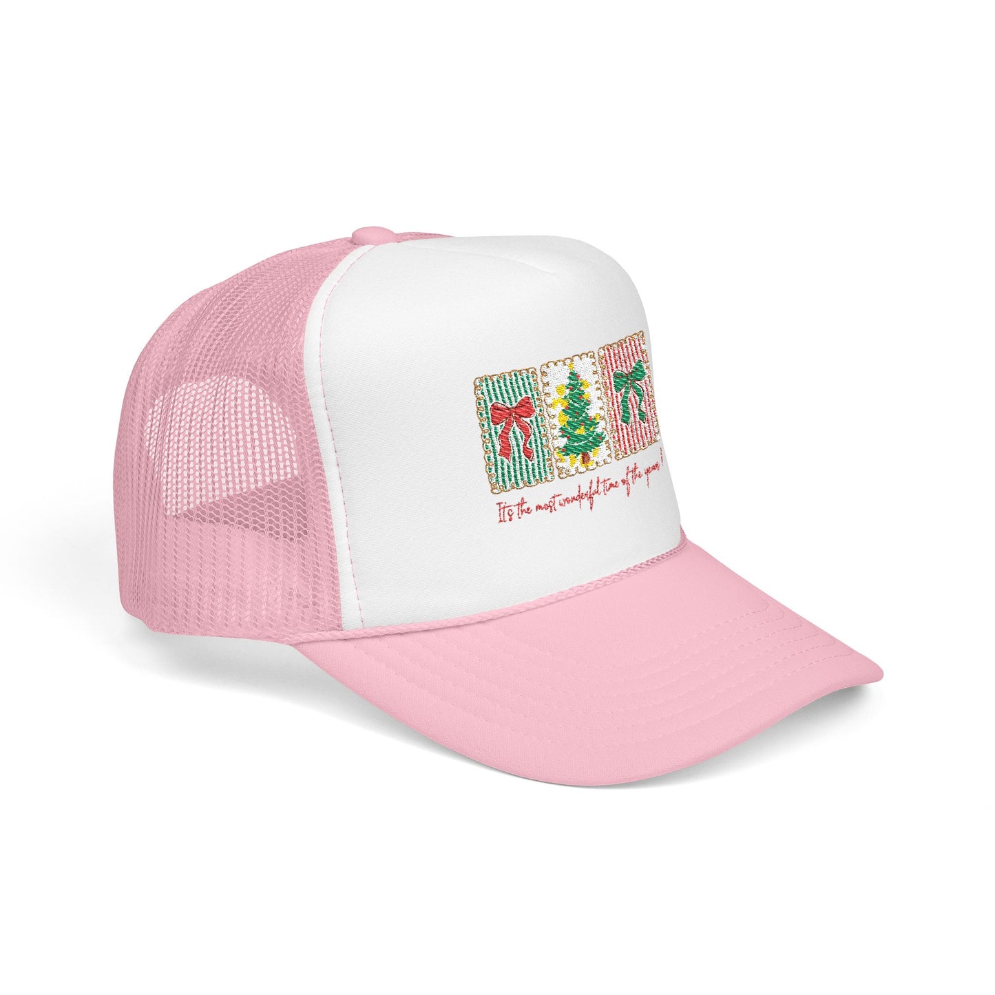 Festive Christmas Tree & Bow Design | It’s the Most Wonderful Time of the Year – Holiday Shirt, Mug, Tote & Home Decor Hat Embroidered