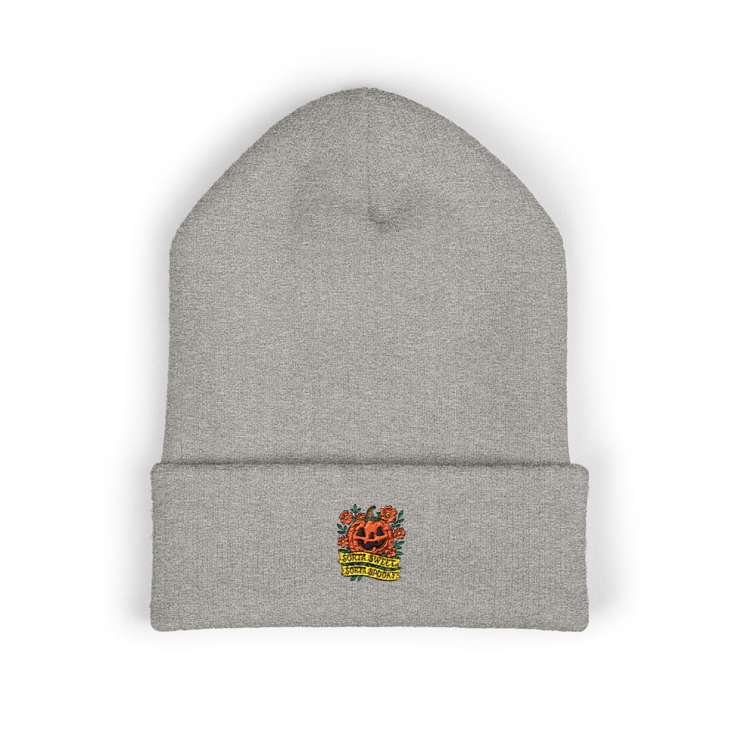 Cute Pumpkin Design – Sorta Sweet, Sorta Spooky Halloween Artwork Cuffed Beanie