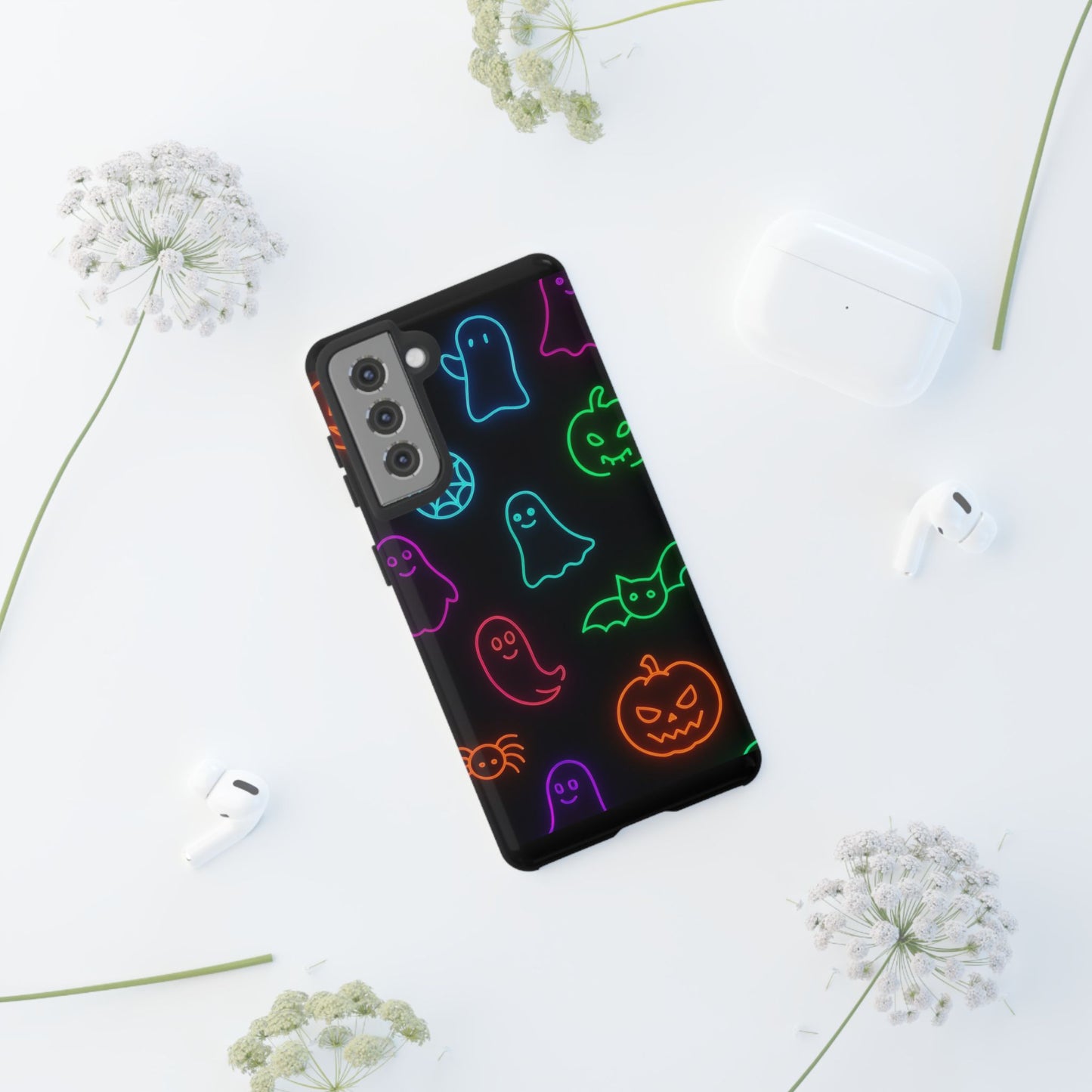 Neon Halloween Pattern | Cute Ghosts, Pumpkins & Bats Glow Design Phone Cases