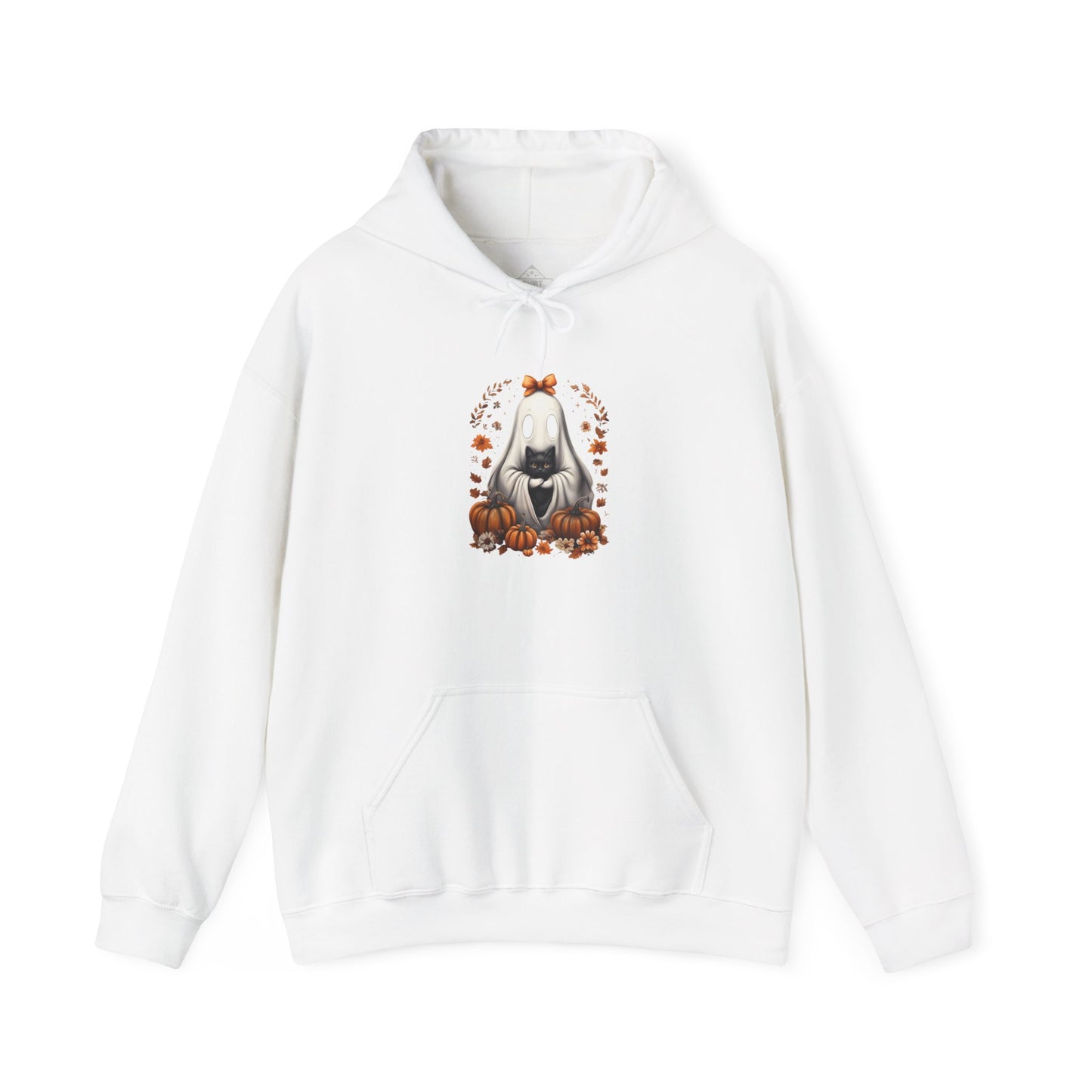 Cute Ghost and Black Cat Halloween T-Shirt | Cozy Fall Pumpkin Shirt | Spooky Season Aesthetic Apparel Gift for Halloween Lovers