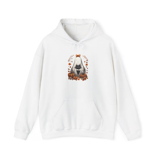 Cute Ghost and Black Cat Halloween T-Shirt | Cozy Fall Pumpkin Shirt | Spooky Season Aesthetic Apparel Gift for Halloween Lovers