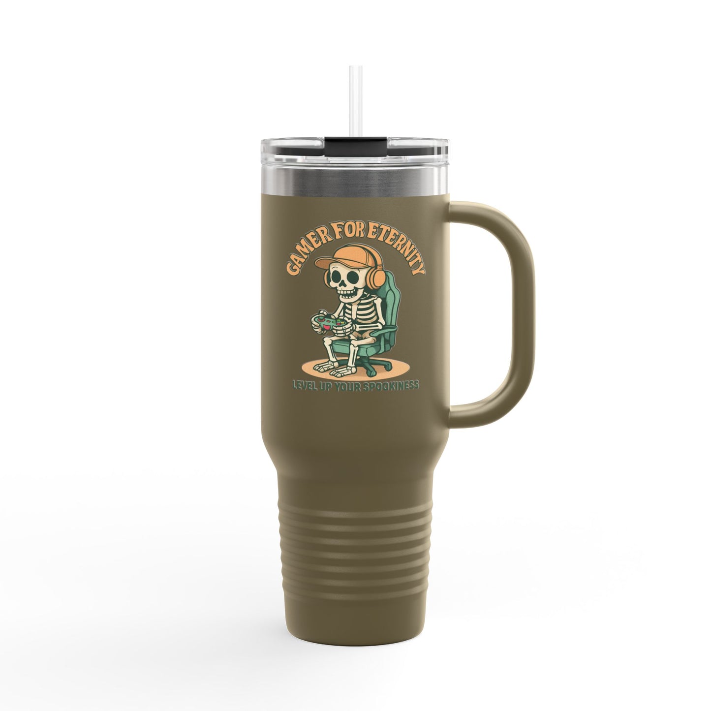 Insulated Travel Mug, Halloween Skeleton Design, 40oz, Perfect for On-the-Go, Party Beverage Container, Spooky Vibes, Travel Mug