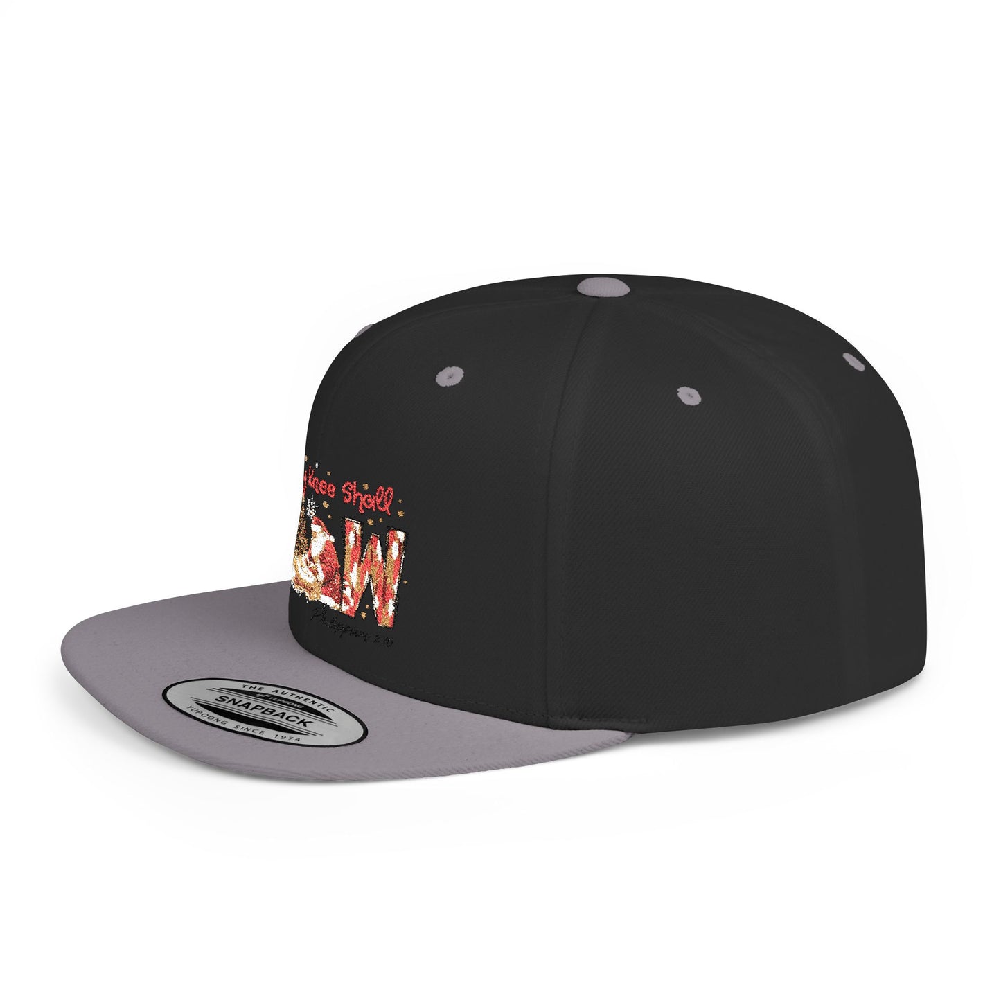 Every Knee Shall Bow Philippians 2:10 | Christian Christmas Design with Santa & Baby Jesus | Faith-Based Holiday Gift Snapback Cap