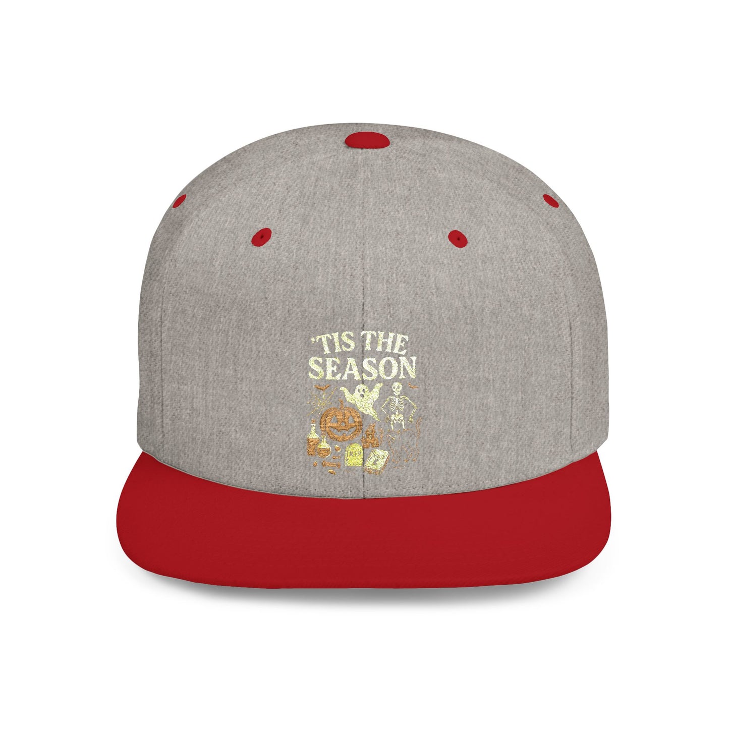 ‘Tis the Season Halloween  | Vintage Spooky Season Shirt with Ghost, Skeleton & Pumpkin | Retro Halloween Graphic Tee for Fall Snapback Cap