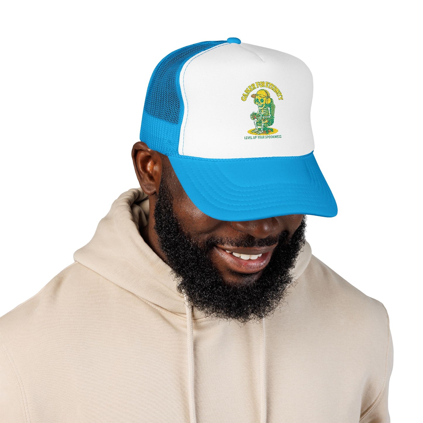 Embroidered Foam Trucker Hat - Cute Cartoon Design for Outdoor Fun, Fashion Accessories, Gift for Her, Unique Summer Style,  Adjustable Cap, Trucker Hat Embroidered
