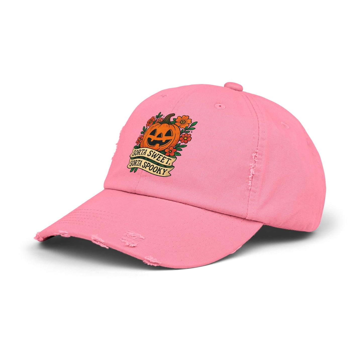 Cute Pumpkin Design – Sorta Sweet, Sorta Spooky Halloween Artwork Distressed cap