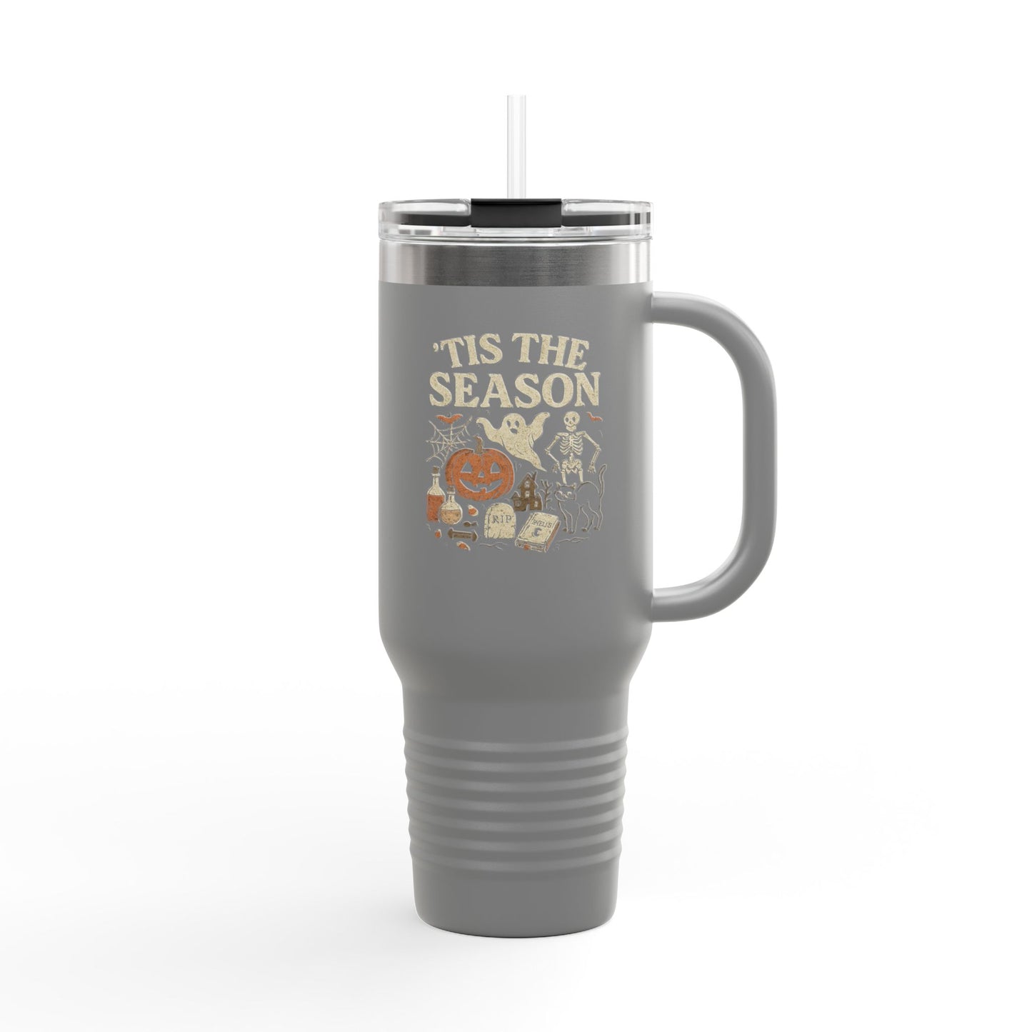 ‘Tis the Season Halloween Design | Vintage Spooky Season Ghost & Skeleton Artwork | Retro Halloween Apparel & Gift Idea Travel Mug