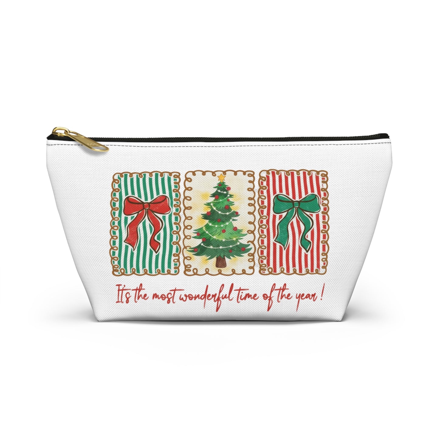 Festive Christmas Tree & Bow Design | It’s the Most Wonderful Time of the Year – Holiday Shirt, Mug, Tote & Home Decor Zip Pouches