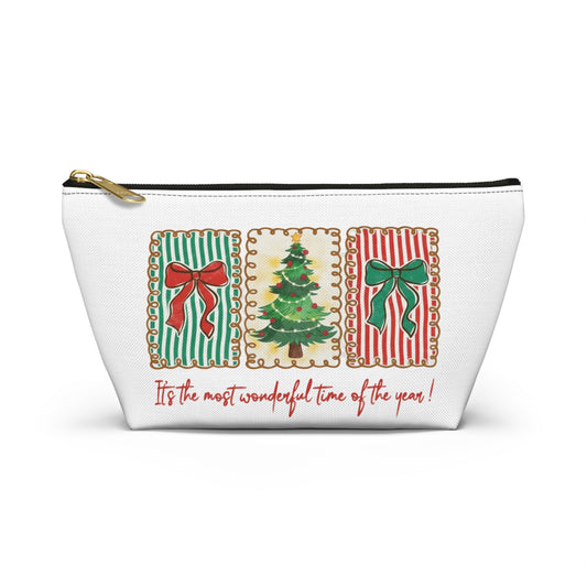 Festive Christmas Tree & Bow Design | It’s the Most Wonderful Time of the Year – Holiday Shirt, Mug, Tote & Home Decor Zip Pouches