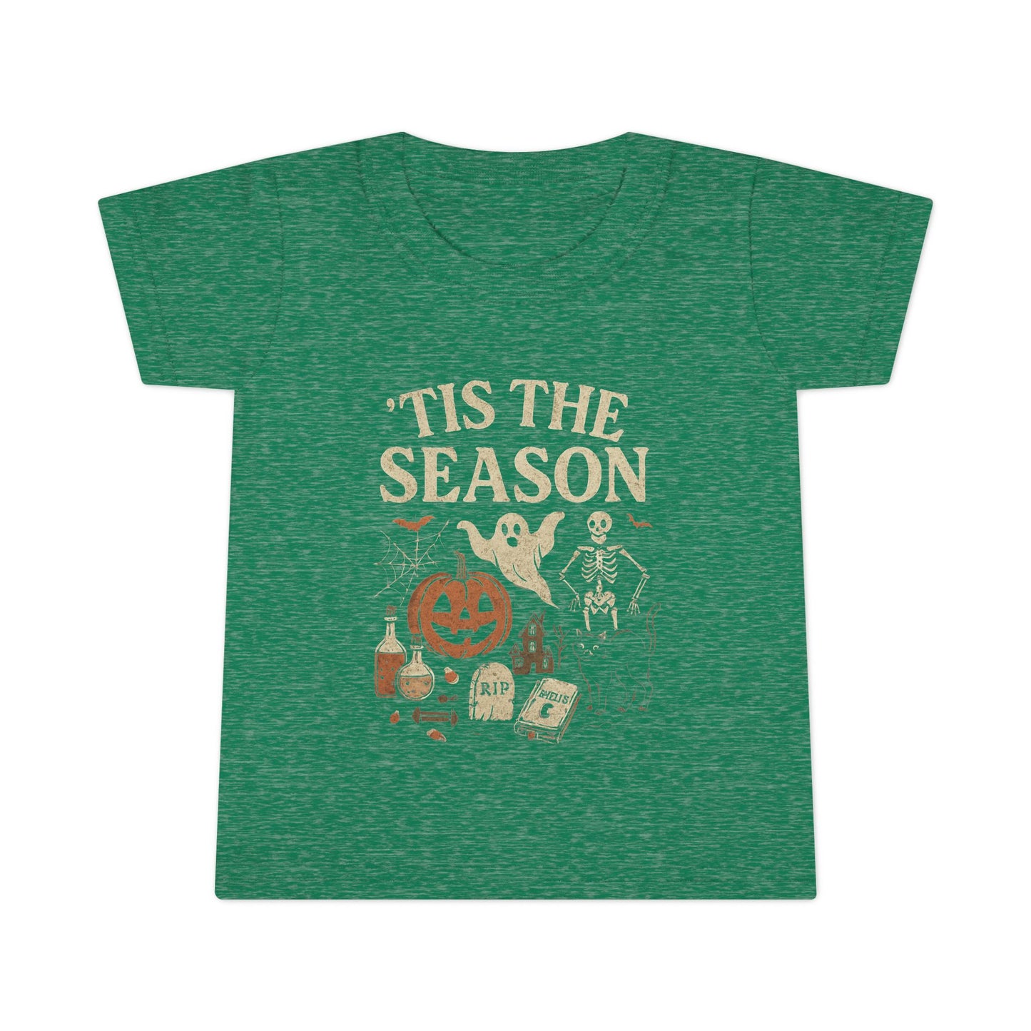 ‘Tis the Season Halloween T‑Shirt | Vintage Spooky Season Shirt with Ghost, Skeleton & Pumpkin | Retro Halloween Graphic Tee for Fall Toddler T-Shirt