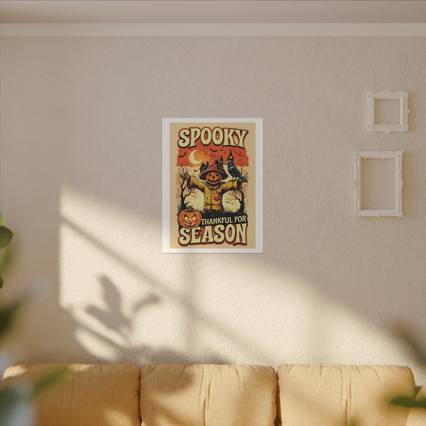 Spooky Thankful for the Season Halloween Scarecrow Vintage Design Canvas Print