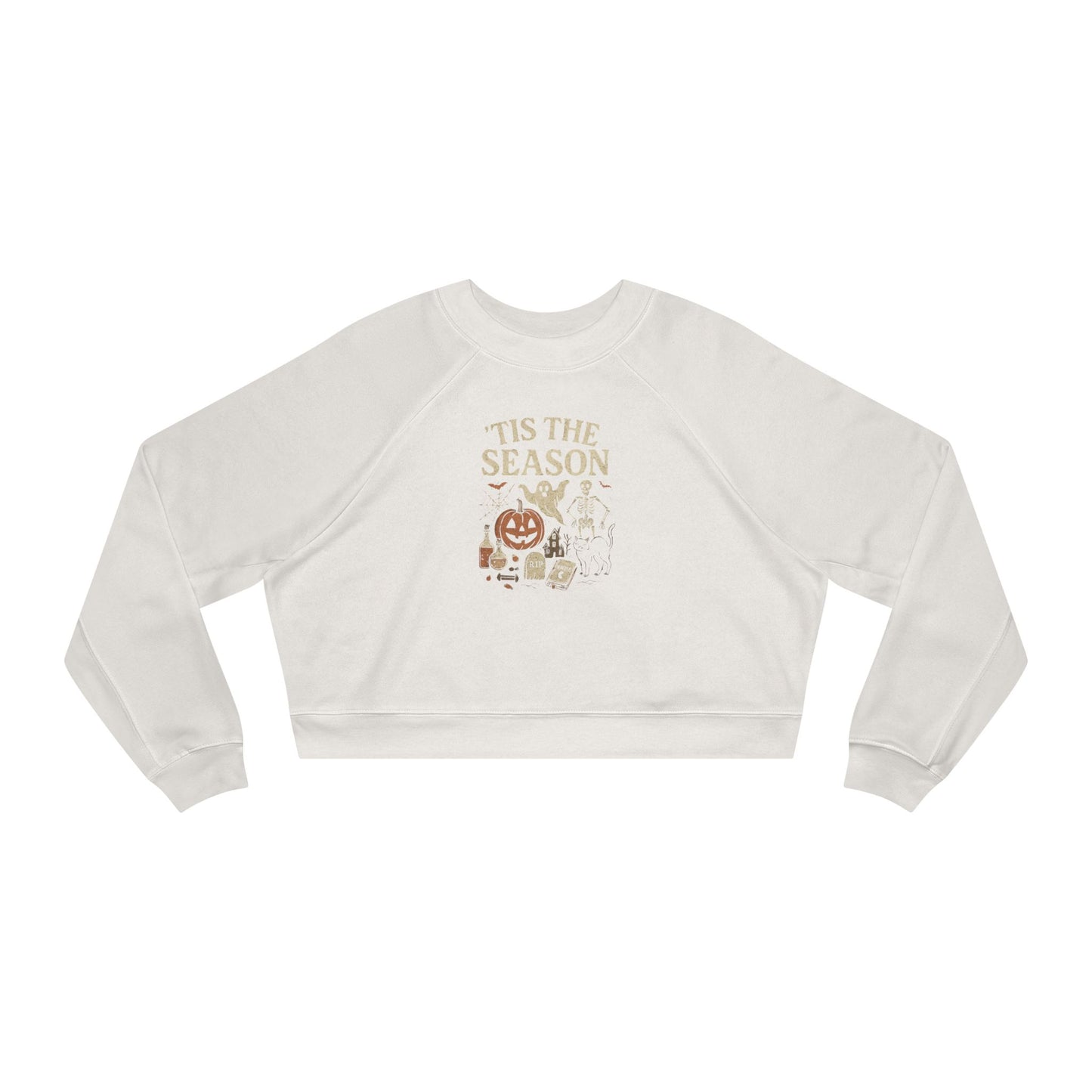 ‘Tis the Season Halloween T‑Shirt | Vintage Spooky Season Shirt with Ghost, Skeleton & Pumpkin | Retro Halloween Graphic Tee for Fall