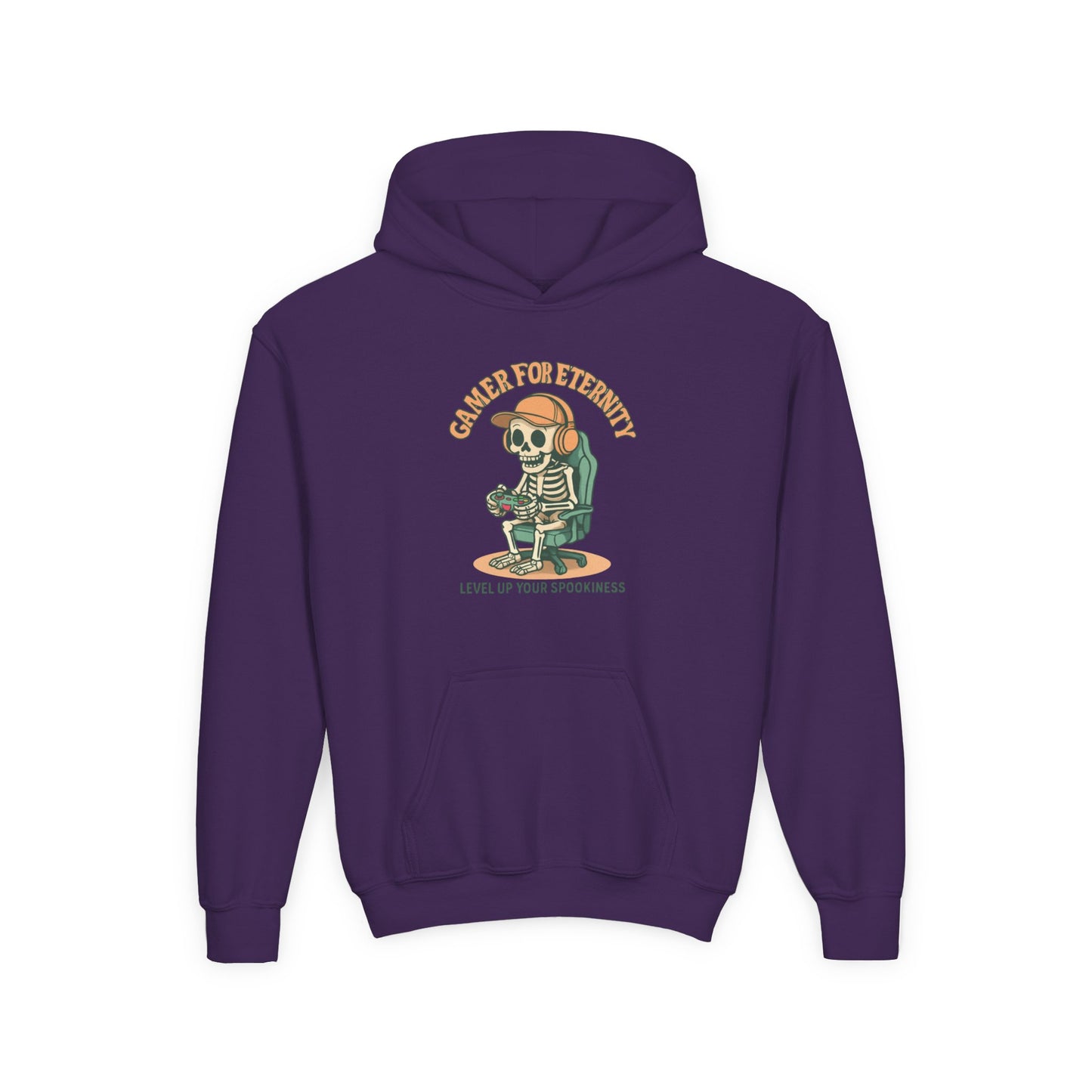 Cool Skeleton Gamer Youth Hoodie, Casual Streetwear, Perfect for Gamers, Halloween, Birthday, and Everyday Wear, Kids Hoodies