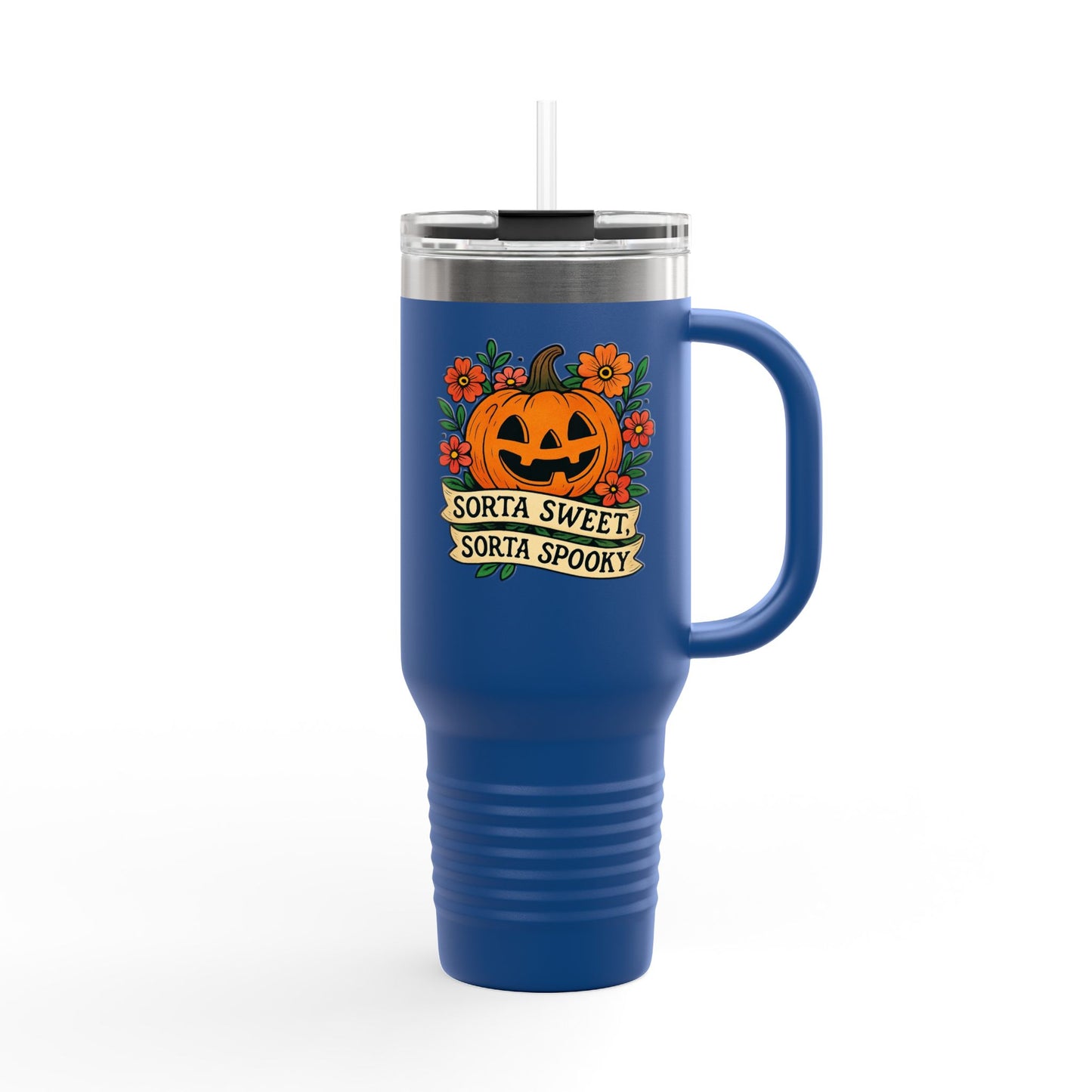 Spooky Floral Insulated Travel Mug - 40oz, Halloween Coffee Cup, Fall Drink Mug, Cute Travel Tumbler, Gift for Witchy Friends, Travel Mug