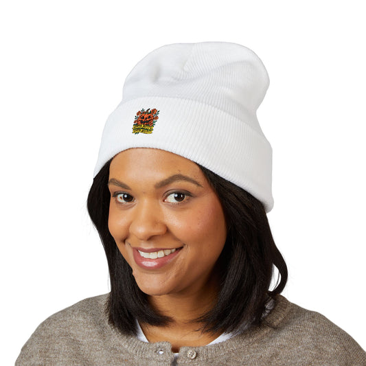 Cute Pumpkin Design – Sorta Sweet, Sorta Spooky Halloween Artwork Cuffed Beanie