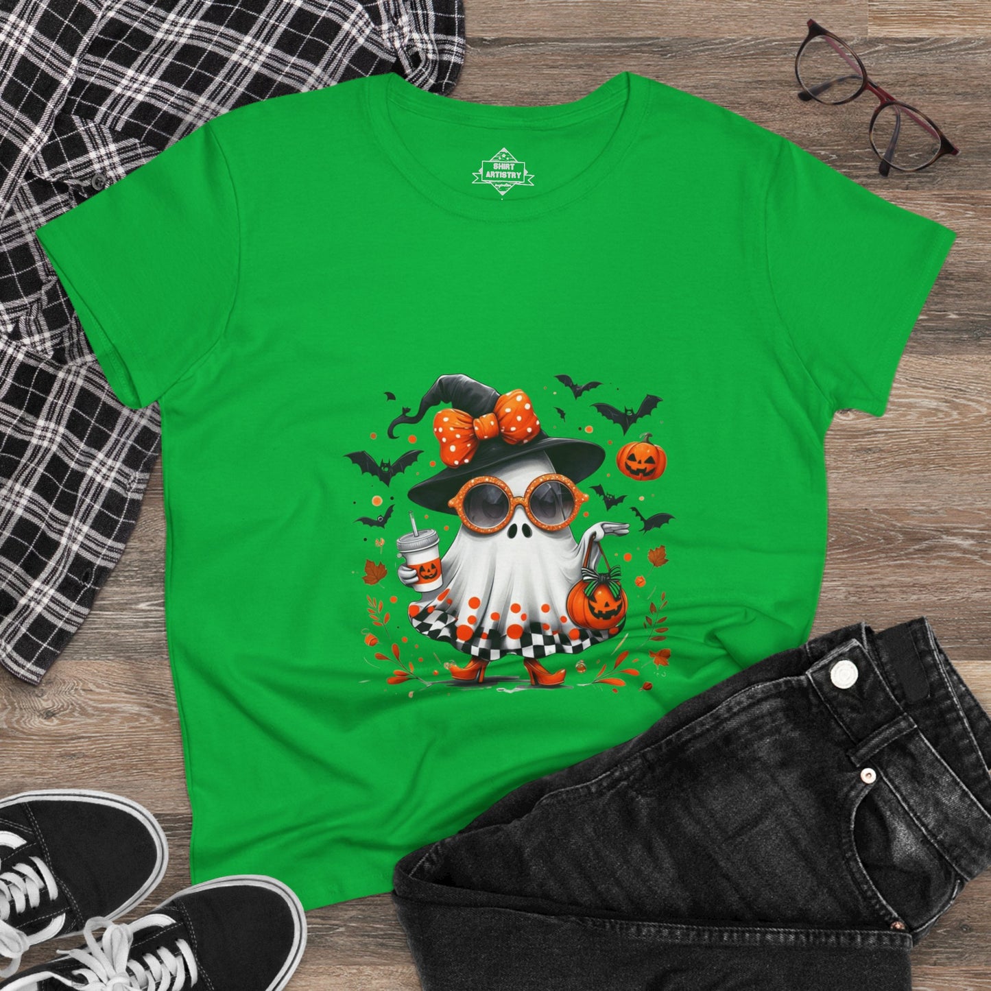 Trendy Halloween Ghost Tumbler Design | Cute Witch Ghost PNG | Spooky Season Sublimation Design for Shirts, Mugs & Decor