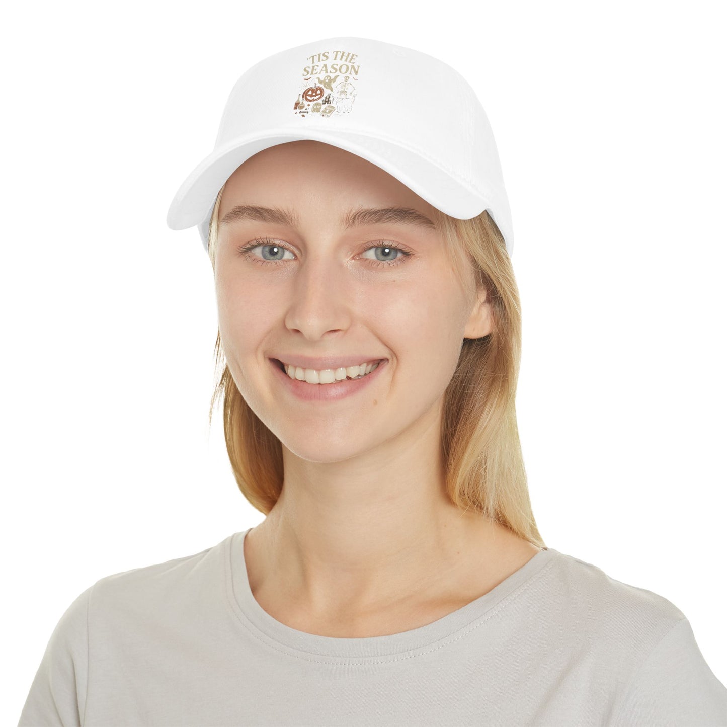 ‘Tis the Season Halloween  | Vintage Spooky Season Shirt with Ghost, Skeleton & Pumpkin | Retro Halloween Graphic Tee for Fall Baseball Caps