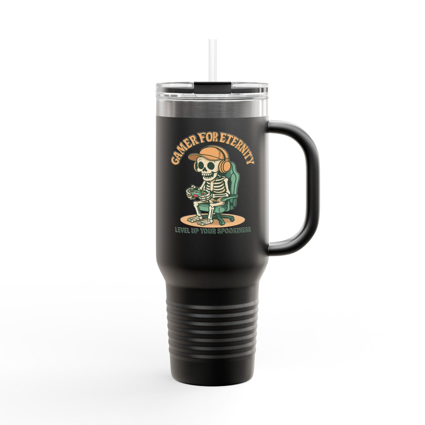 Insulated Travel Mug, Halloween Skeleton Design, 40oz, Perfect for On-the-Go, Party Beverage Container, Spooky Vibes, Travel Mug