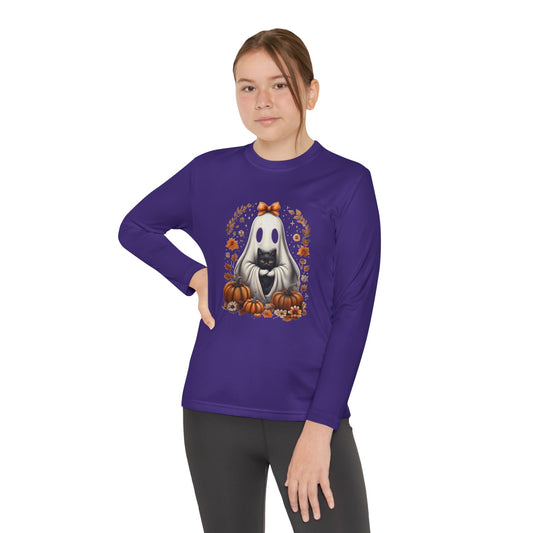 Cute Ghost and Black Cat Halloween T-Shirt | Cozy Fall Pumpkin Shirt | Spooky Season Aesthetic Apparel Gift for Halloween Lovers
