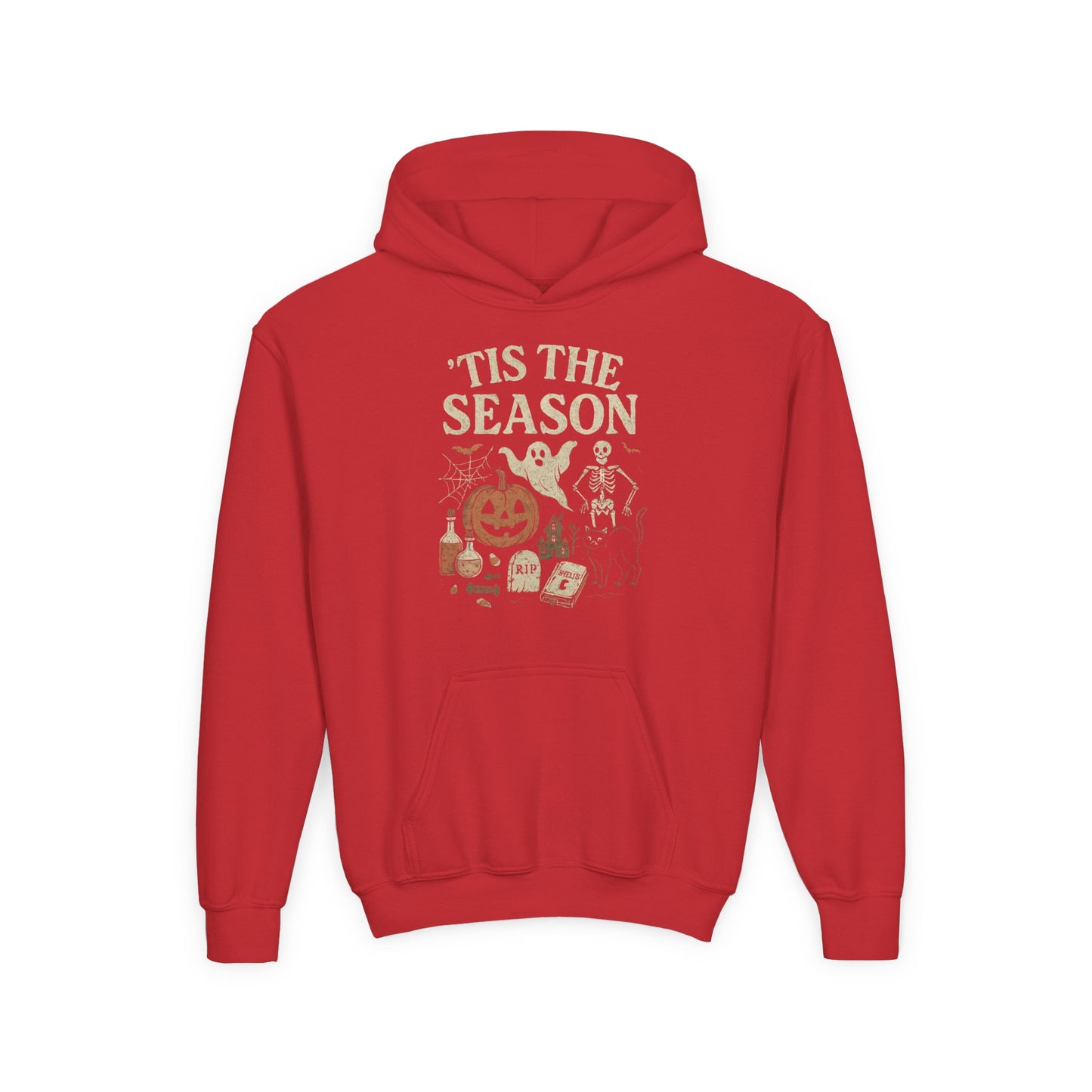 ‘Tis the Season Halloween  | Vintage Spooky Season Shirt with Ghost, Skeleton & Pumpkin | Retro Halloween Graphic Tee for Fall Kids Hoodie