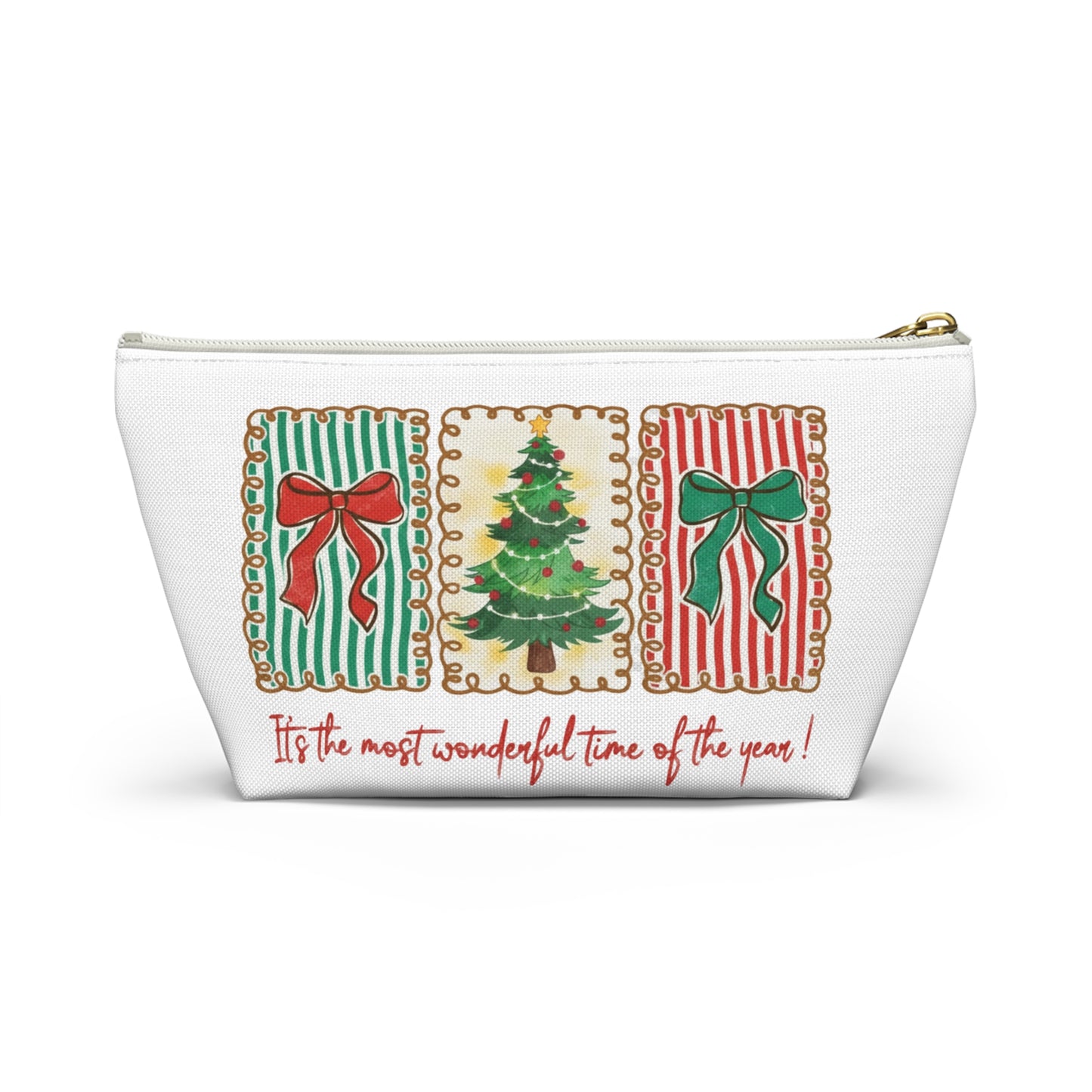 Festive Christmas Tree & Bow Design | It’s the Most Wonderful Time of the Year – Holiday Shirt, Mug, Tote & Home Decor Zip Pouches