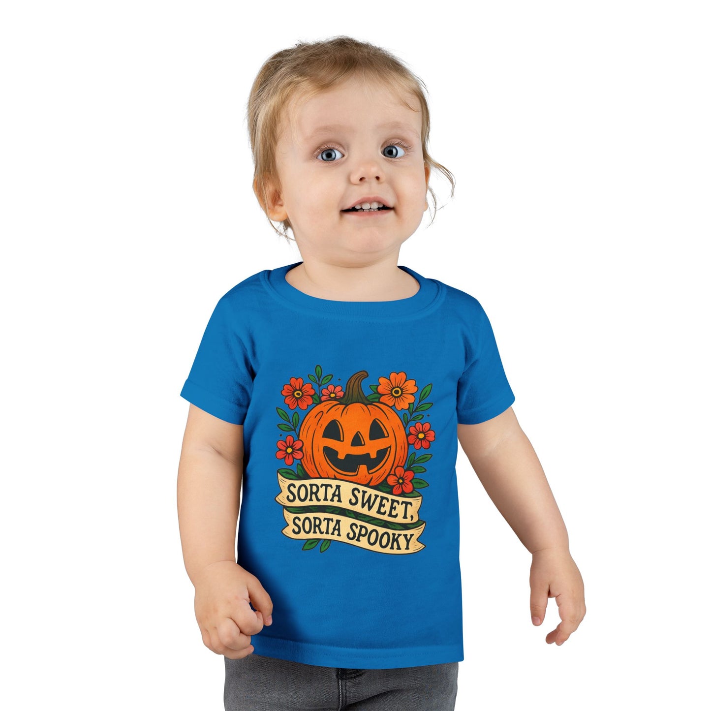 Cute Pumpkin Design – Sorta Sweet, Sorta Spooky Halloween Artwork Toddler T-Shirt