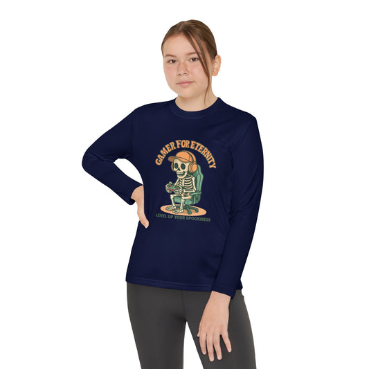 Youth Long Sleeve Gamer Tee | Spooky Skeleton Theme, Perfect for Halloween or Gaming Events, Kids Graphic Shirt, Unisex Casual Wear, Kids Long Sleeves