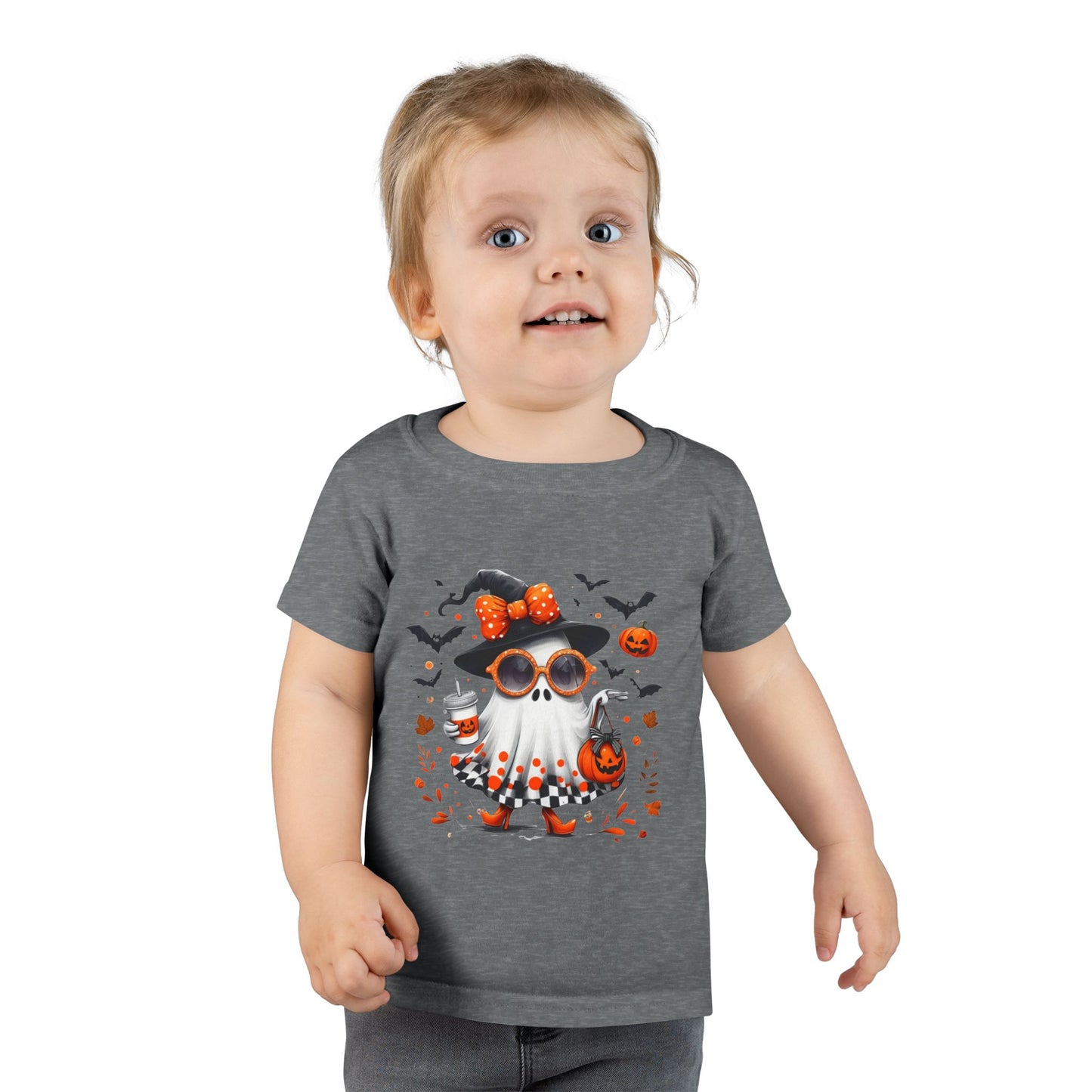 Cute Halloween Ghost T-Shirt | Trendy Witch Ghost Outfit | Spooky Fall Shirt for Women | Pumpkin Aesthetic Halloween Apparel Gift Toddler T-Shirt
