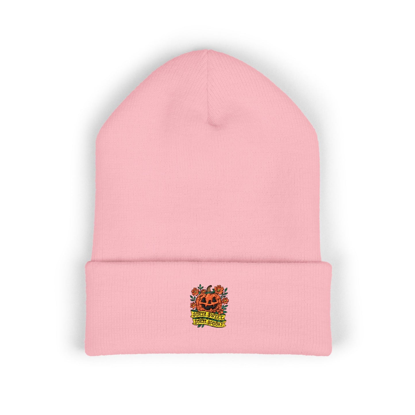 Cute Pumpkin Design – Sorta Sweet, Sorta Spooky Halloween Artwork Cuffed Beanie
