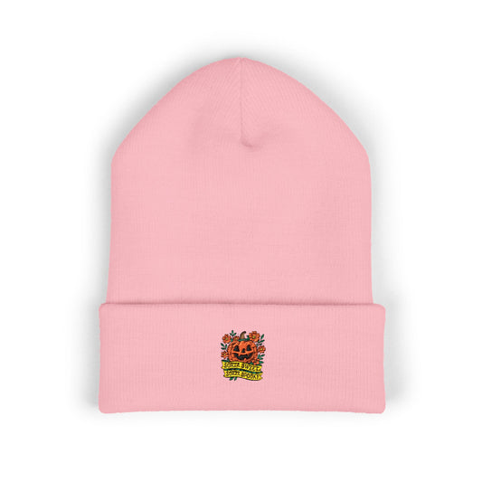 Cute Pumpkin Design – Sorta Sweet, Sorta Spooky Halloween Artwork Cuffed Beanie